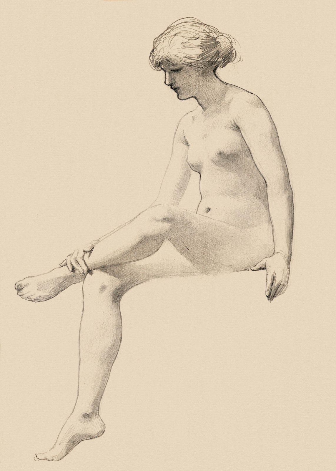 Elegant Figure Study Pencil Sketch Wall Art
