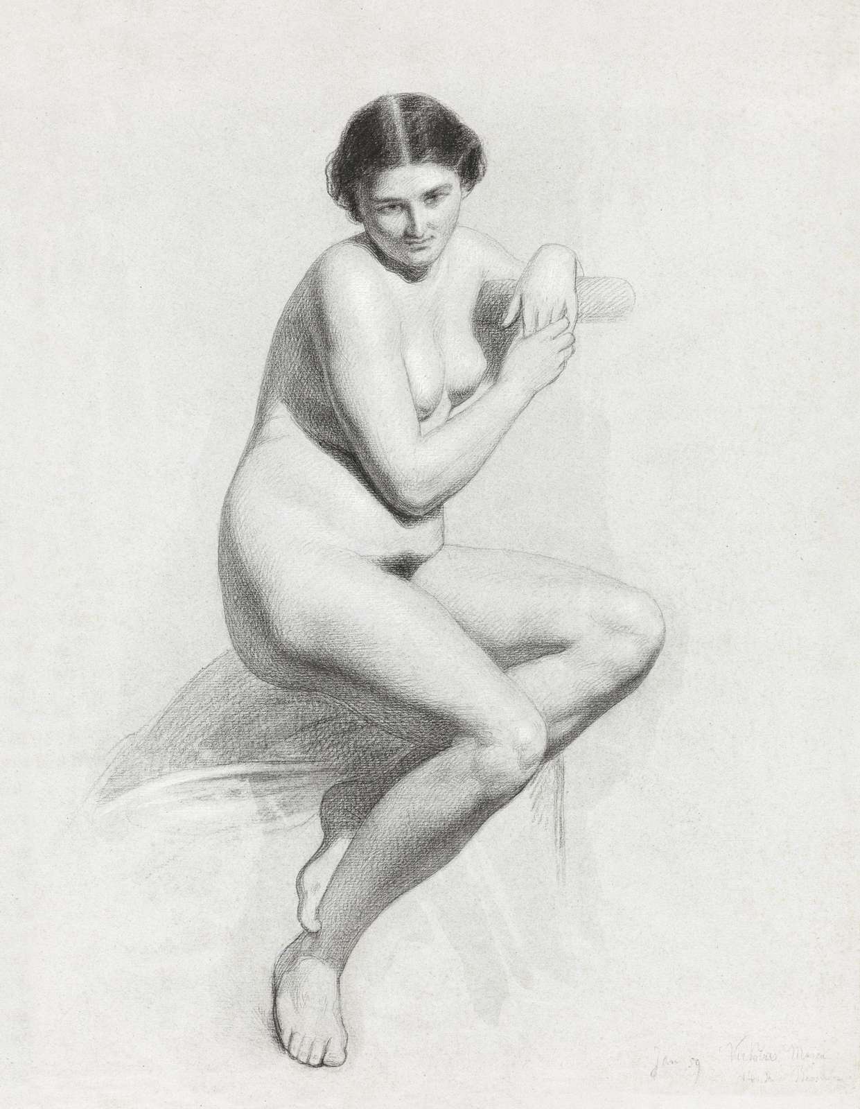 Elegant Seated Nude Study Fine Art Wall Art