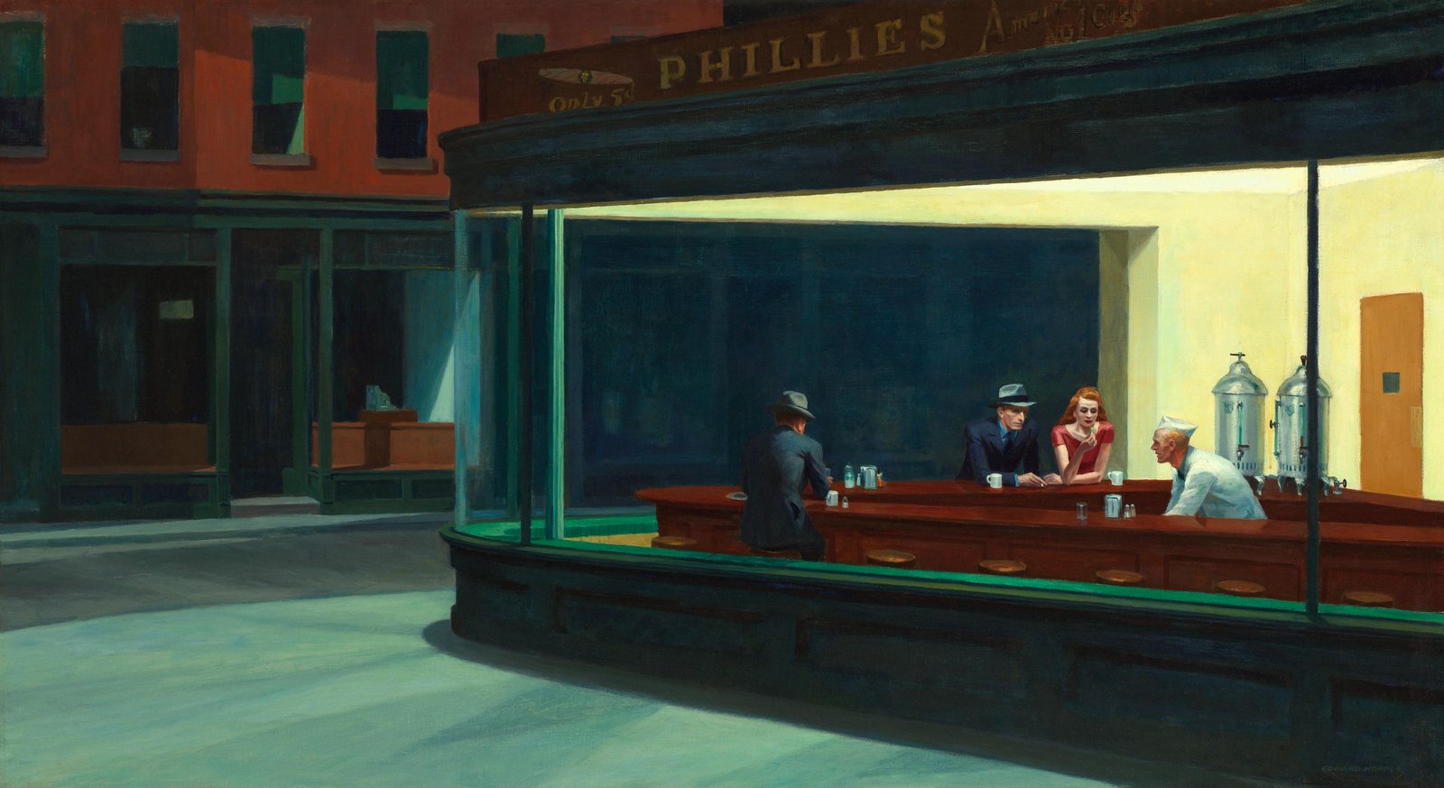 Nighthawks Diner Scene Wall Art - Vintage Art