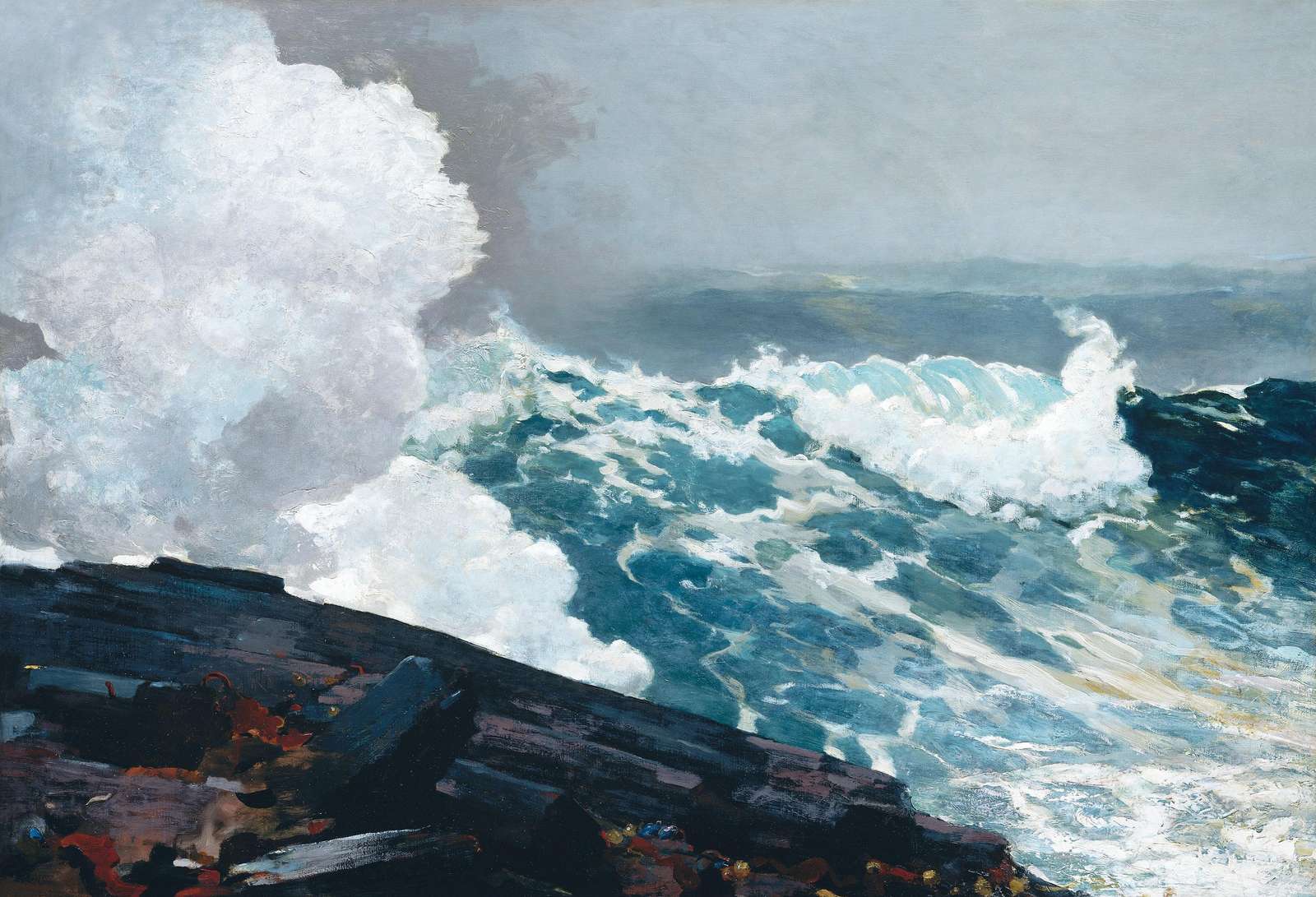 Dramatic Ocean Wave crashing on Rocks Wall Art