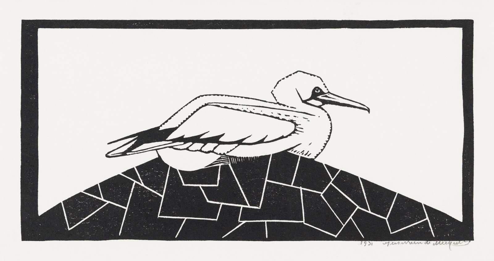 Abstract Bird on Geometric Mountain Wall Art