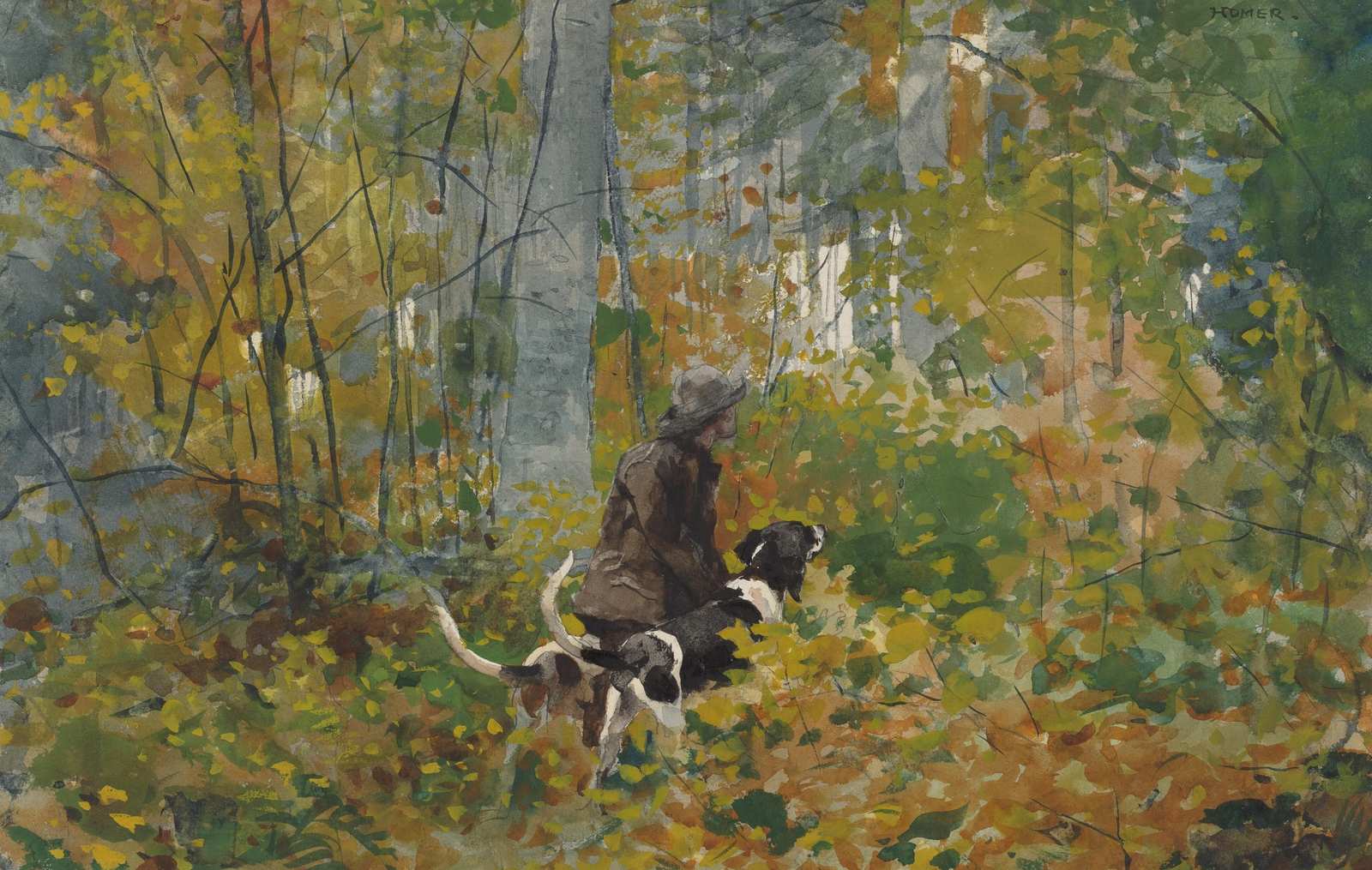 Autumn Woods Hunting Scene Wall Art