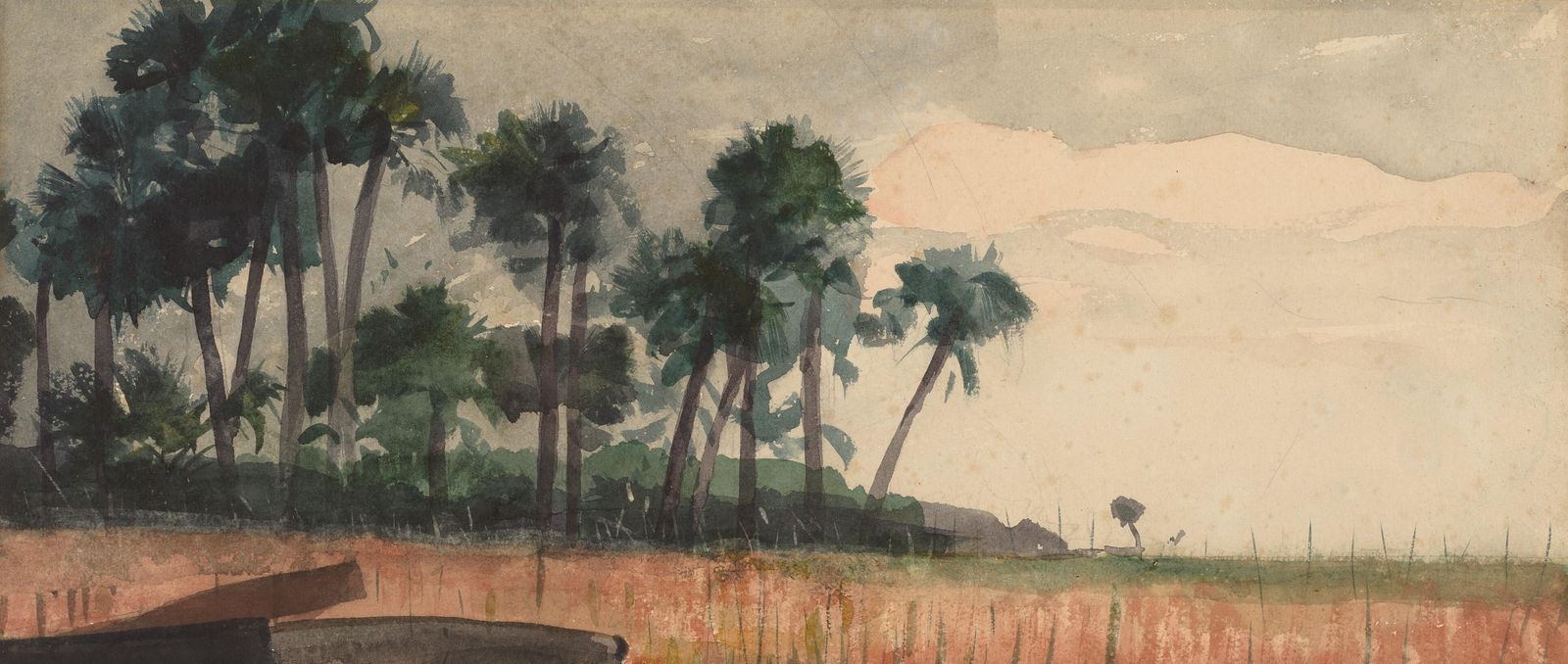 Serene Tropical Landscape Watercolor Wall Art