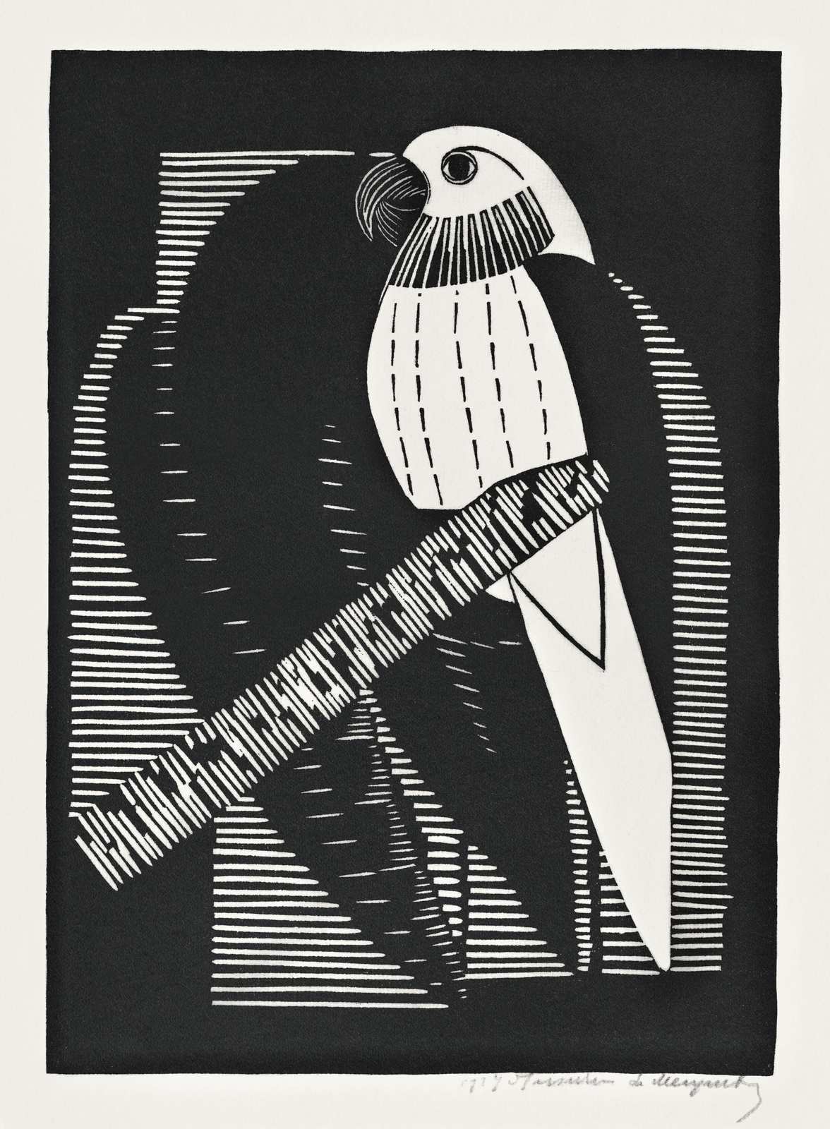 Bold Parrot Linocut Wall Art