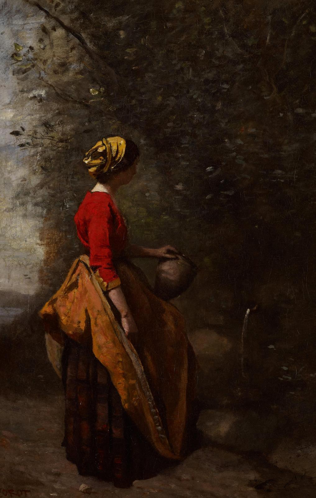 Woman with Water Pot Landscape Wall Art