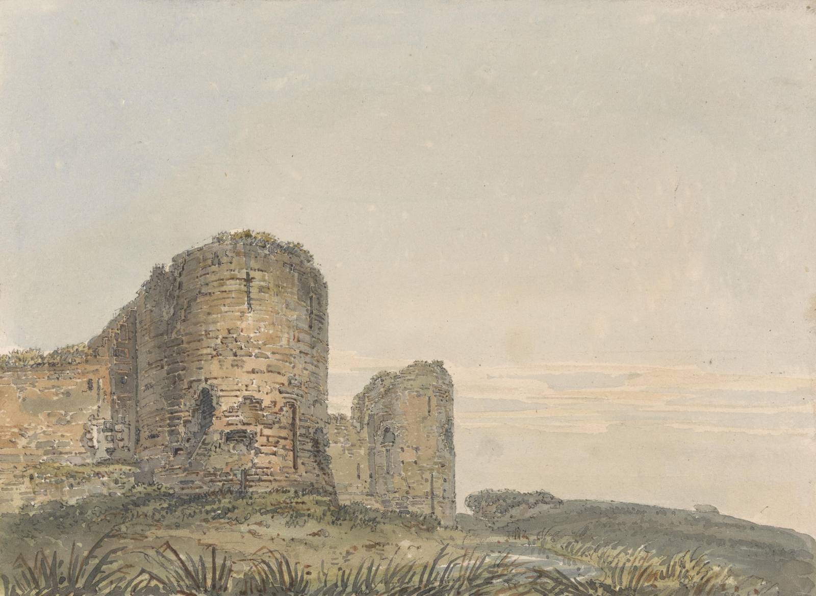 Historic Castle Ruins Watercolor Wall Art