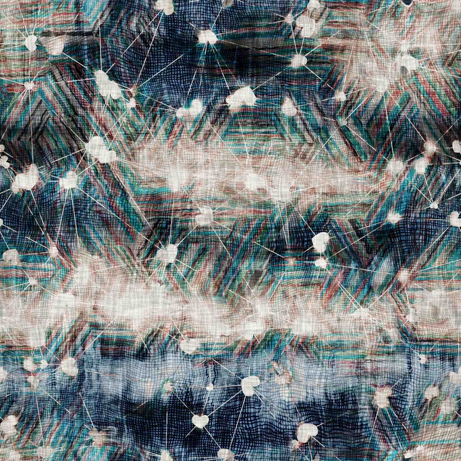 Abstract Teal & Navy Geometric Spark Wall Art