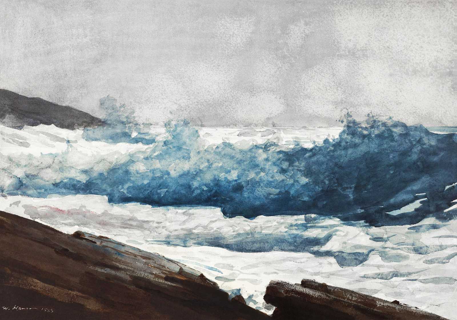 Crashing Wave Seascape Watercolor Wall Art