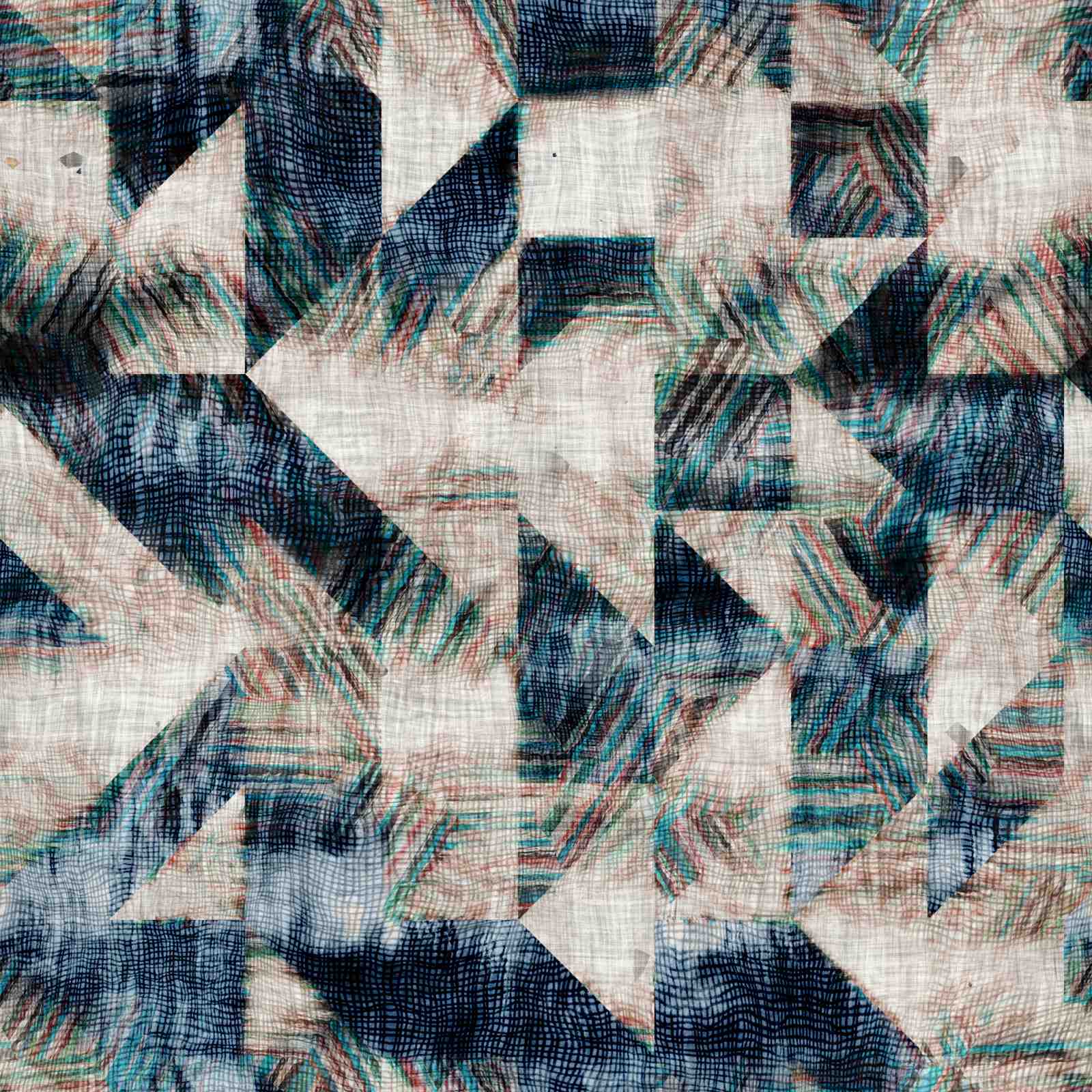 Abstract Geo Teal & Navy Textured Wall Art