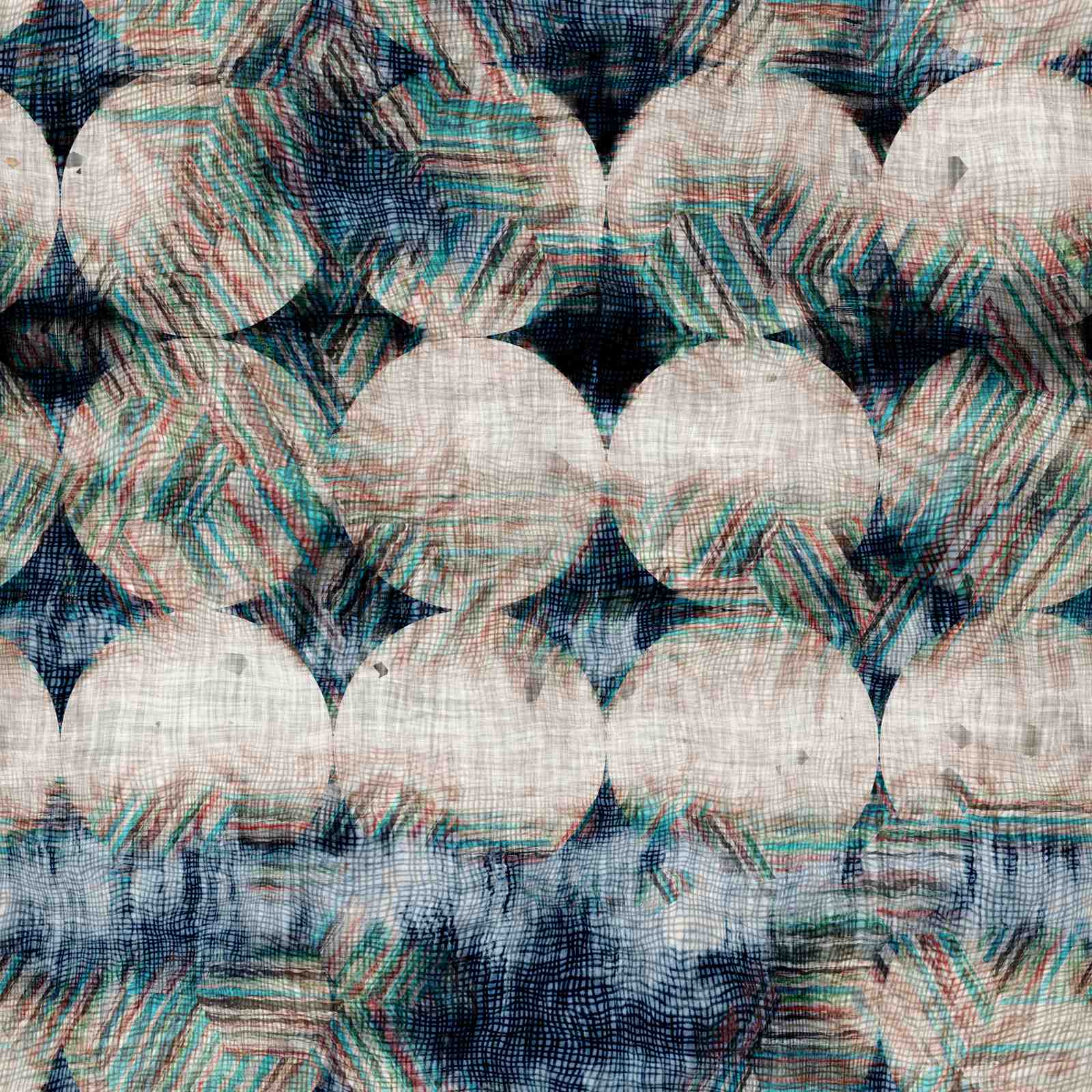 Abstract Circles Textured Blue Green Wall Art