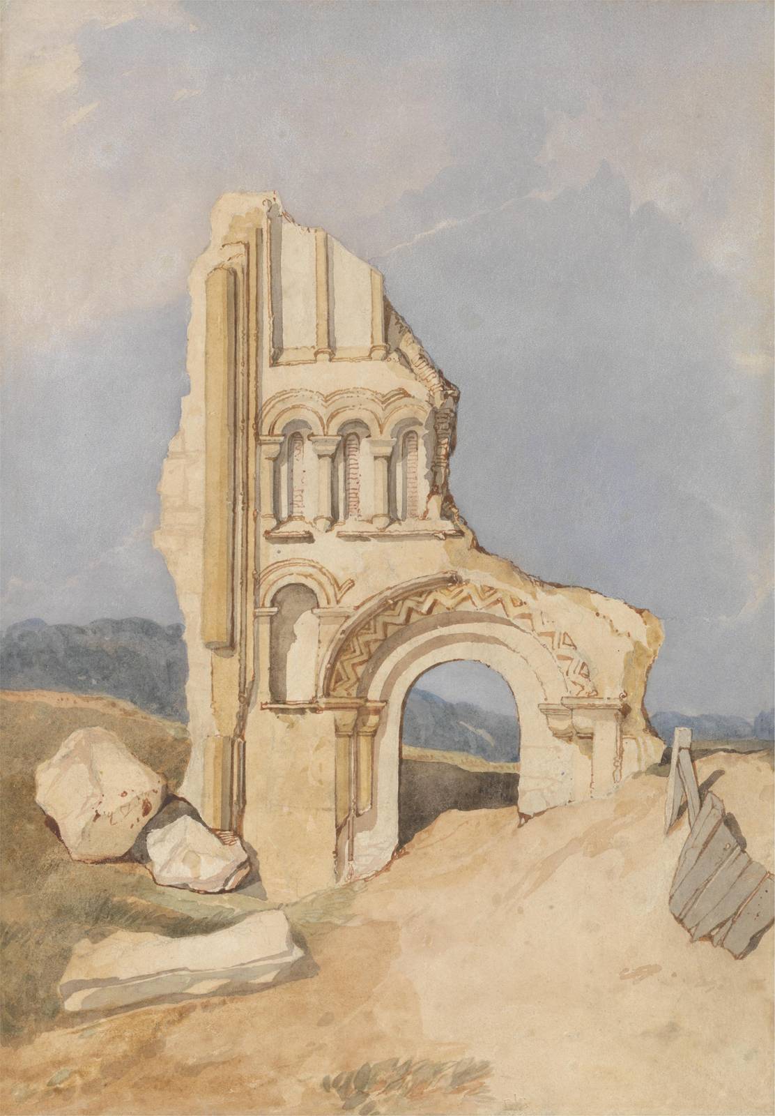 Antique Architectural Ruins Watercolor Wall Art