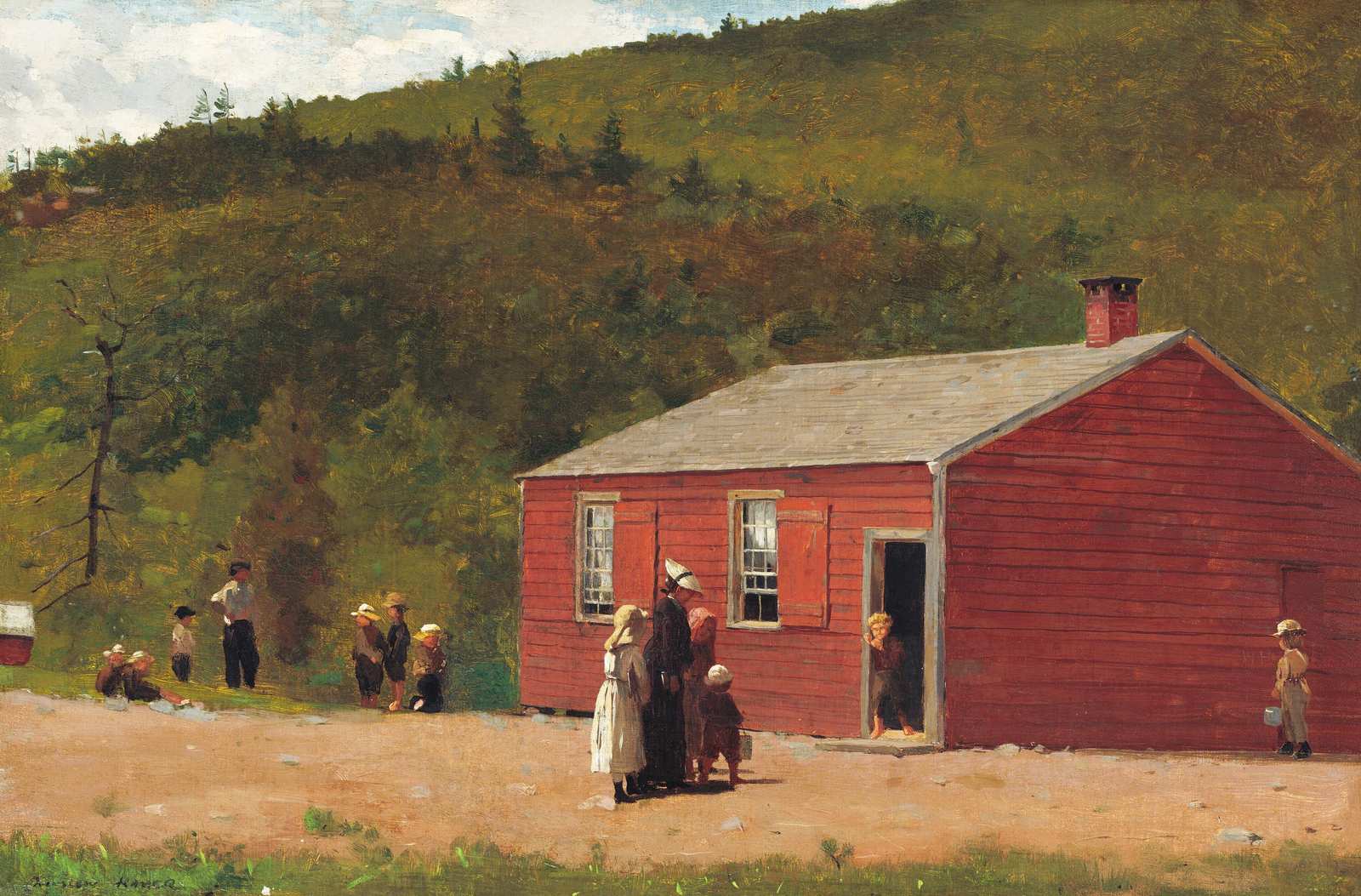 Vintage Schoolhouse Scene Wall Art
