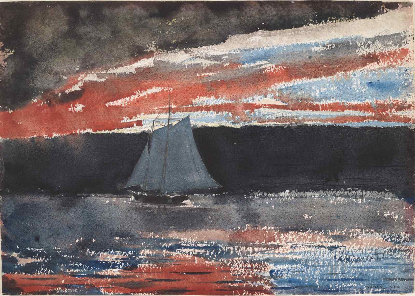 Dramatic Sailboat Sunset Seascape Wall Art