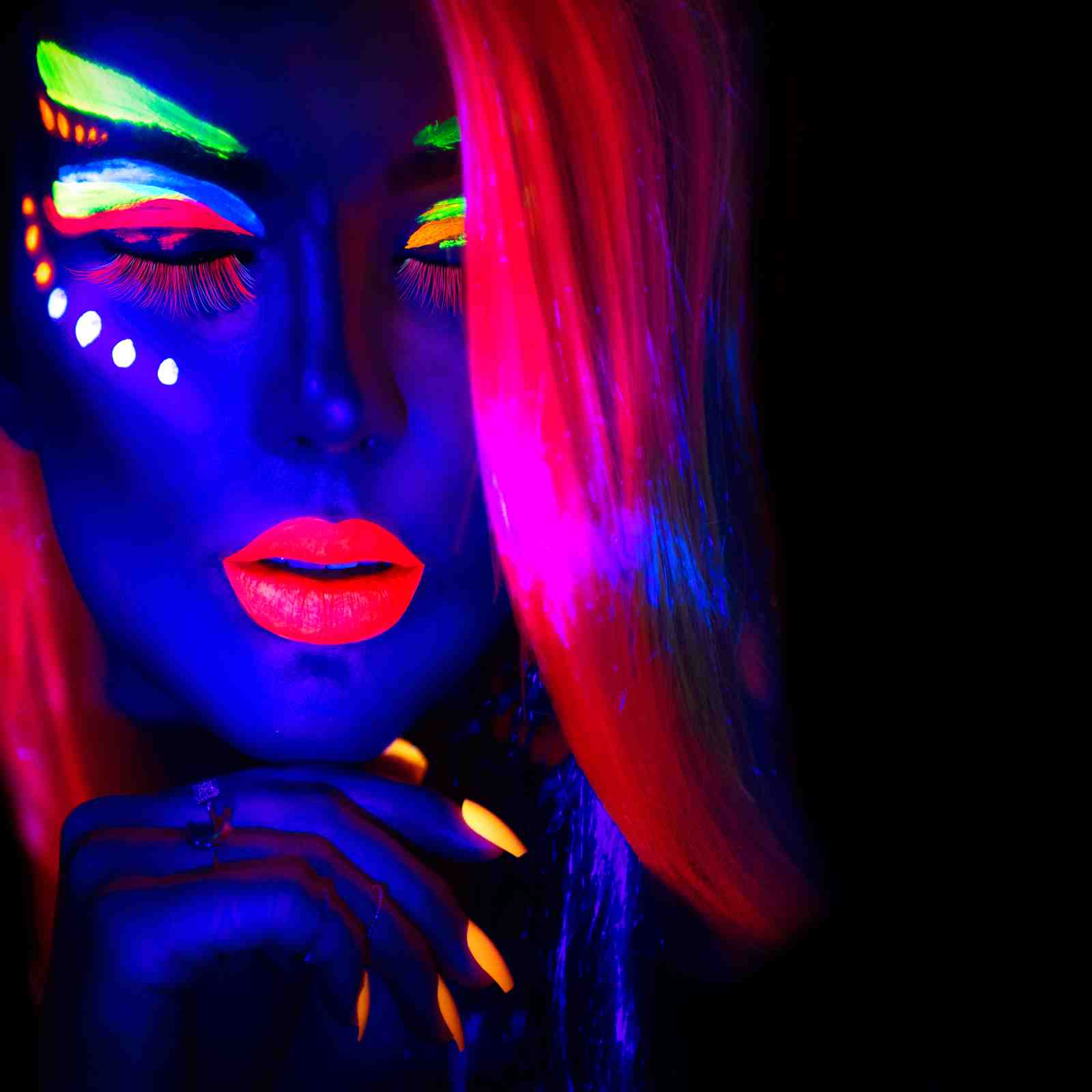 Vibrant Neon Woman Portrait Wall Art