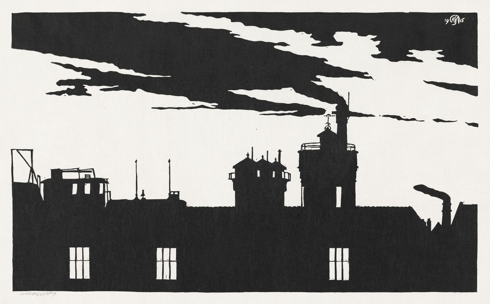 City Skyline Silhouette Black and White Wall Art