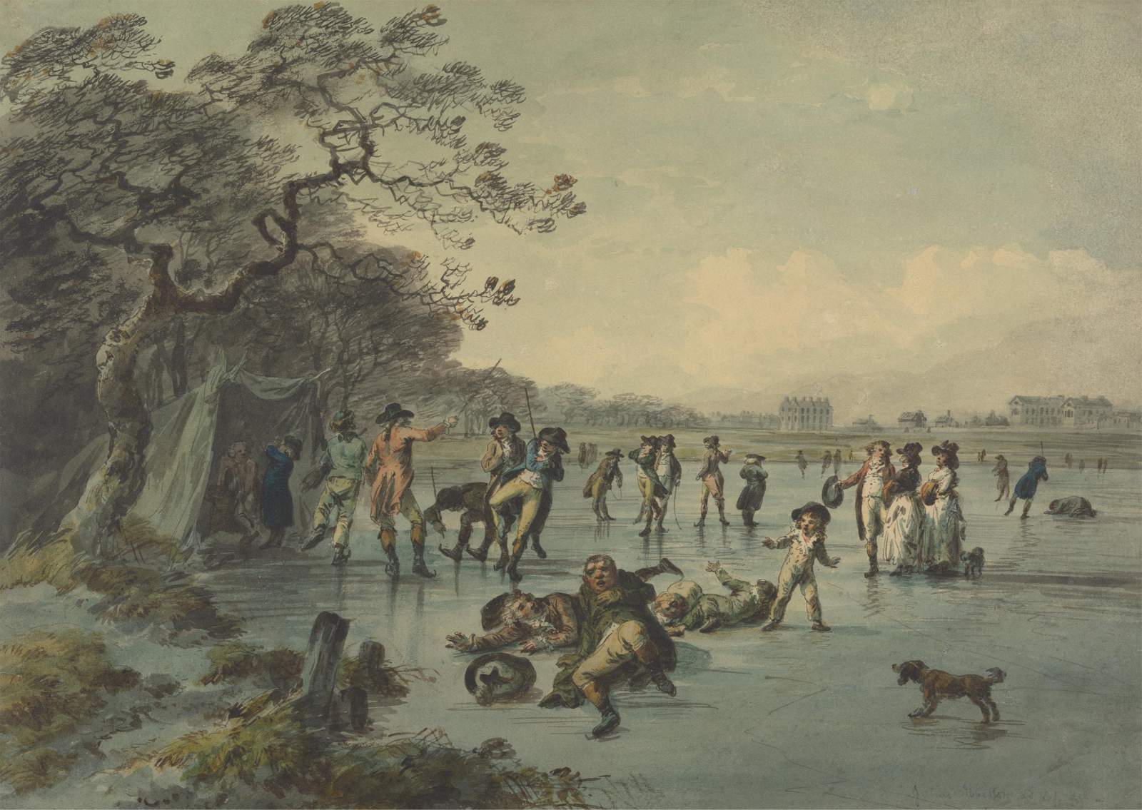 Historic Winter Skating Scene Wall Art