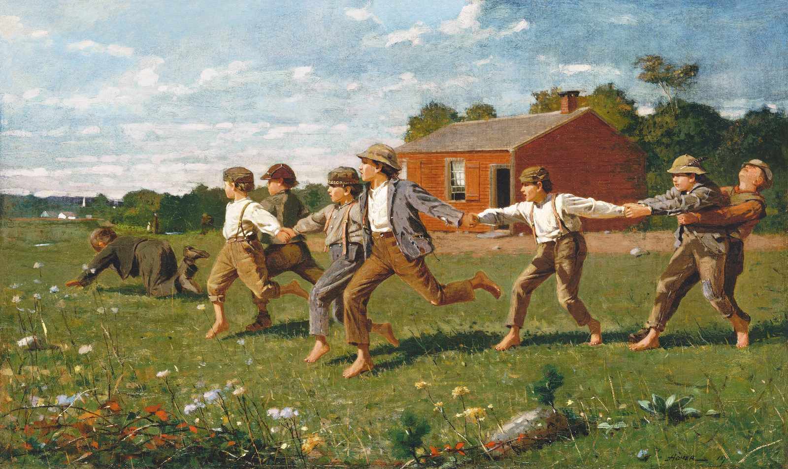 Barefoot Boys Chasing Joyful Memories Wall Art