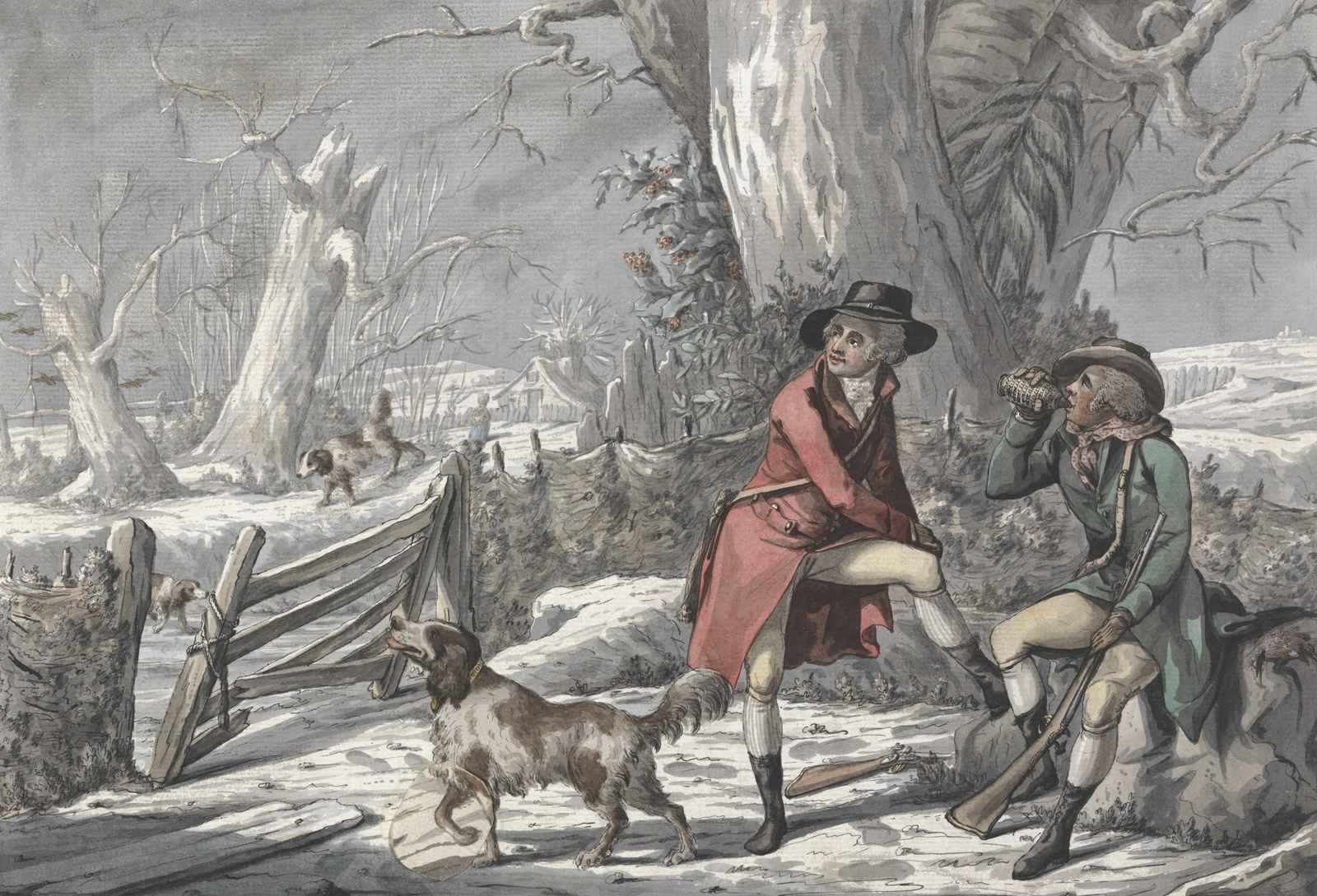 Vintage Hunting Scene Dog Wall Art