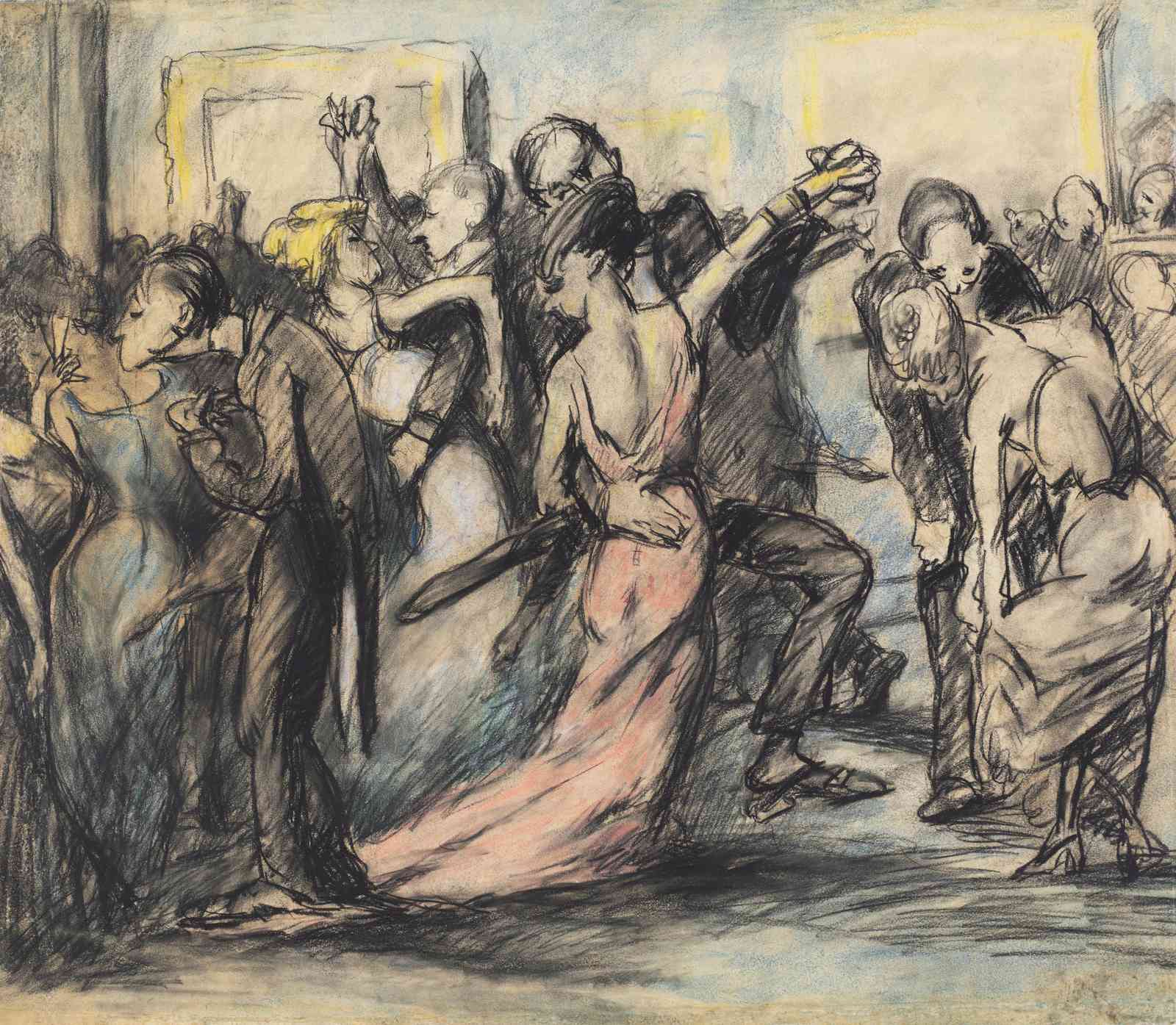 Elegant Ballroom Scene Sketch Wall Art