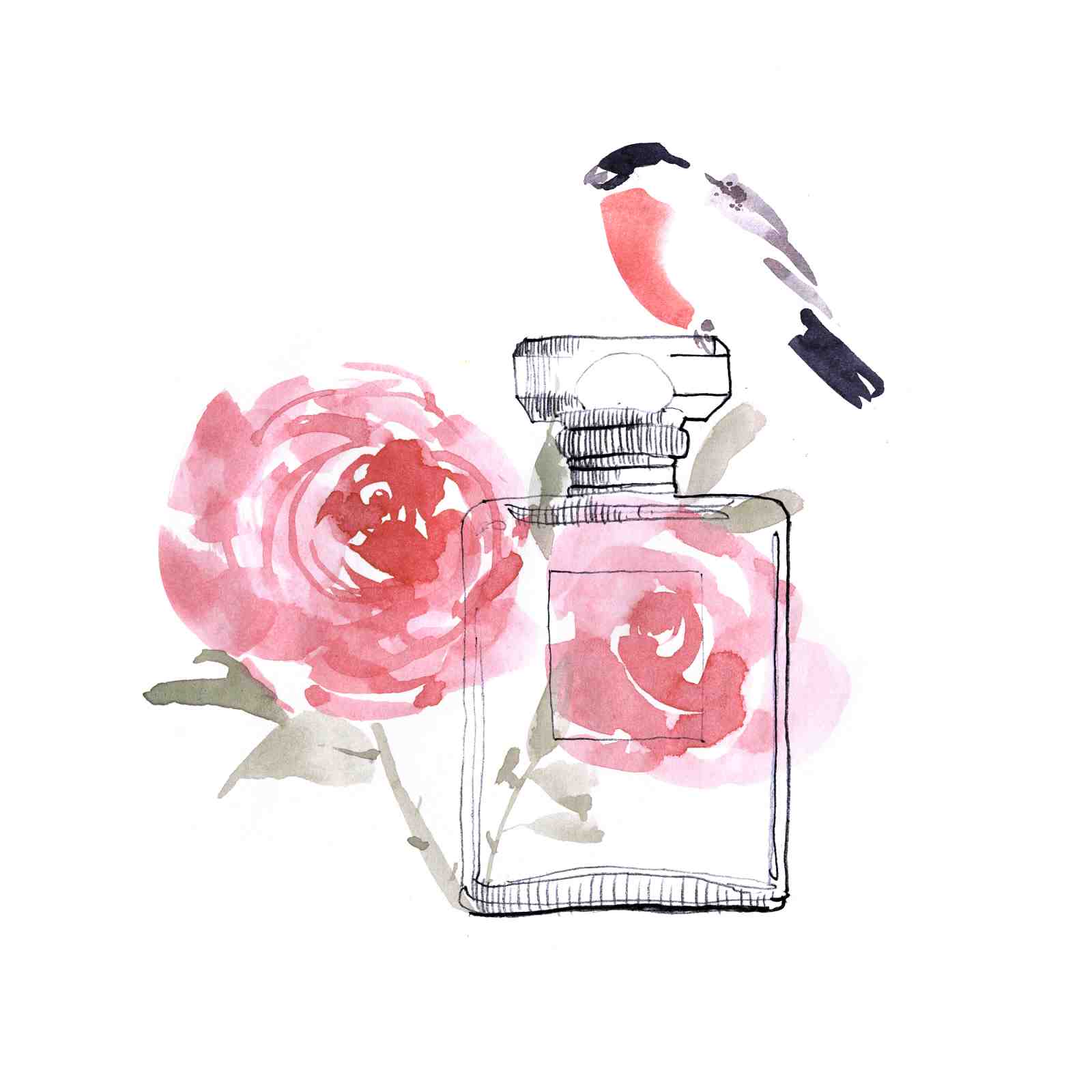 Charming Bird & Rose Perfume Bottle Wall Art