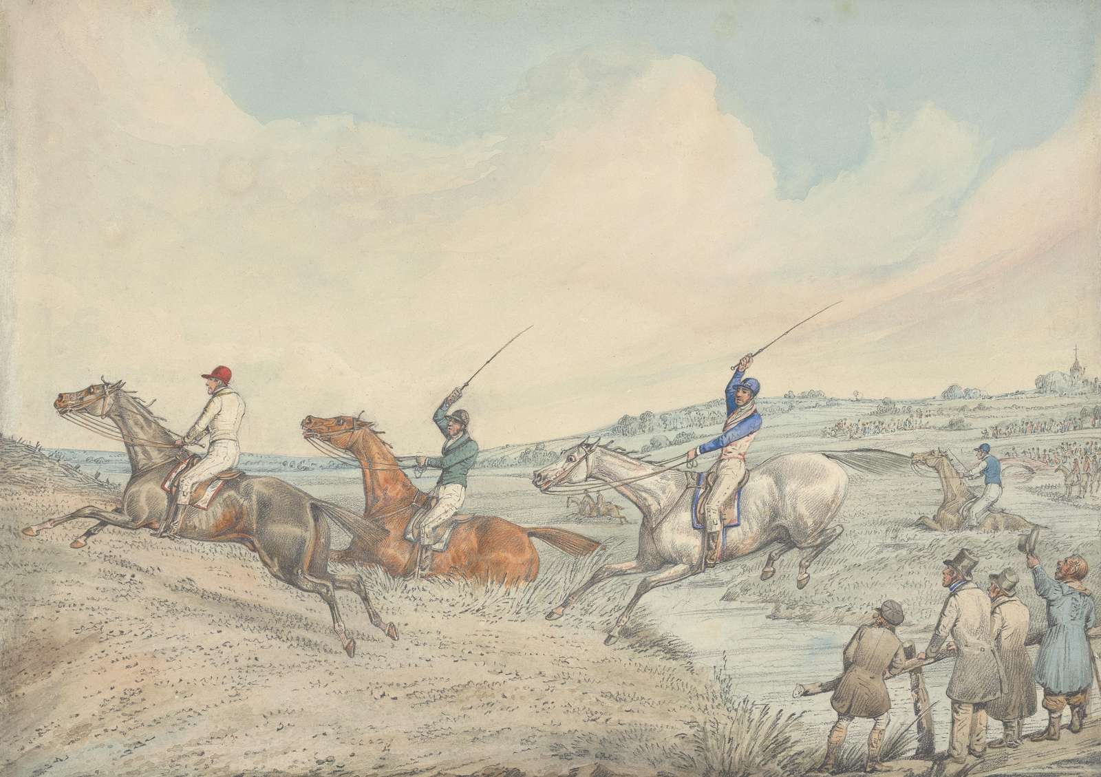 Vintage Horse Racing Scene Wall Art