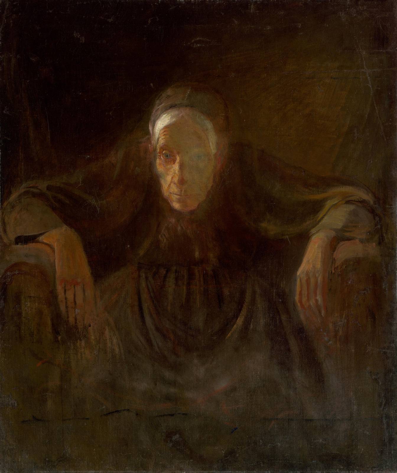 Enigmatic Portrait Vintage Old Woman Wall Art