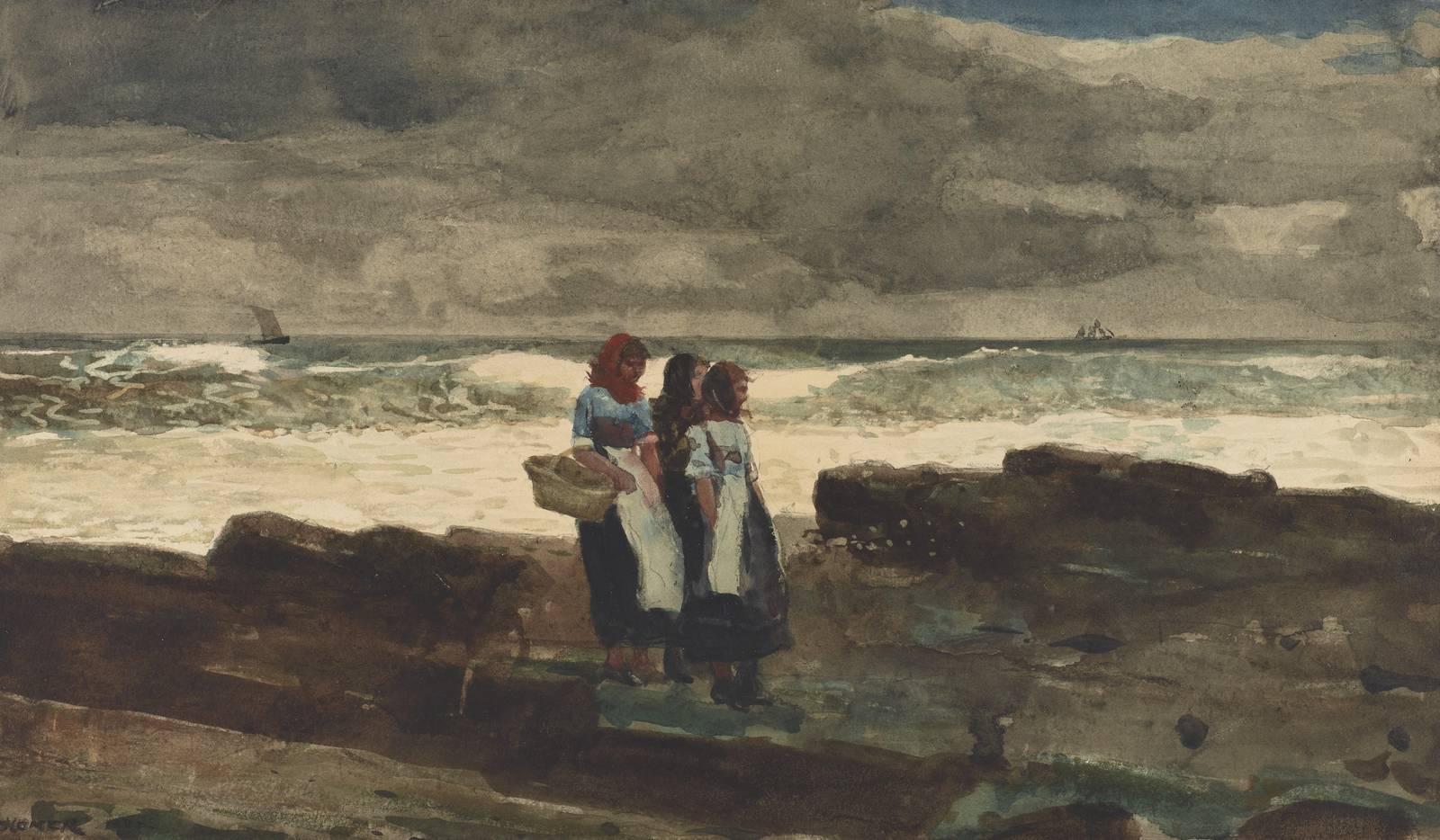Coastal Girls Dramatic Seascape Wall Art
