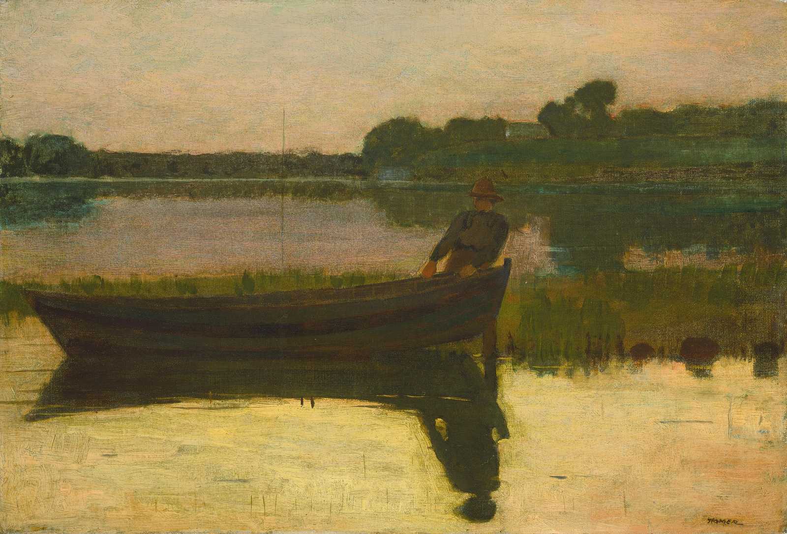 Serene Fisherman Lakeside Wall Art