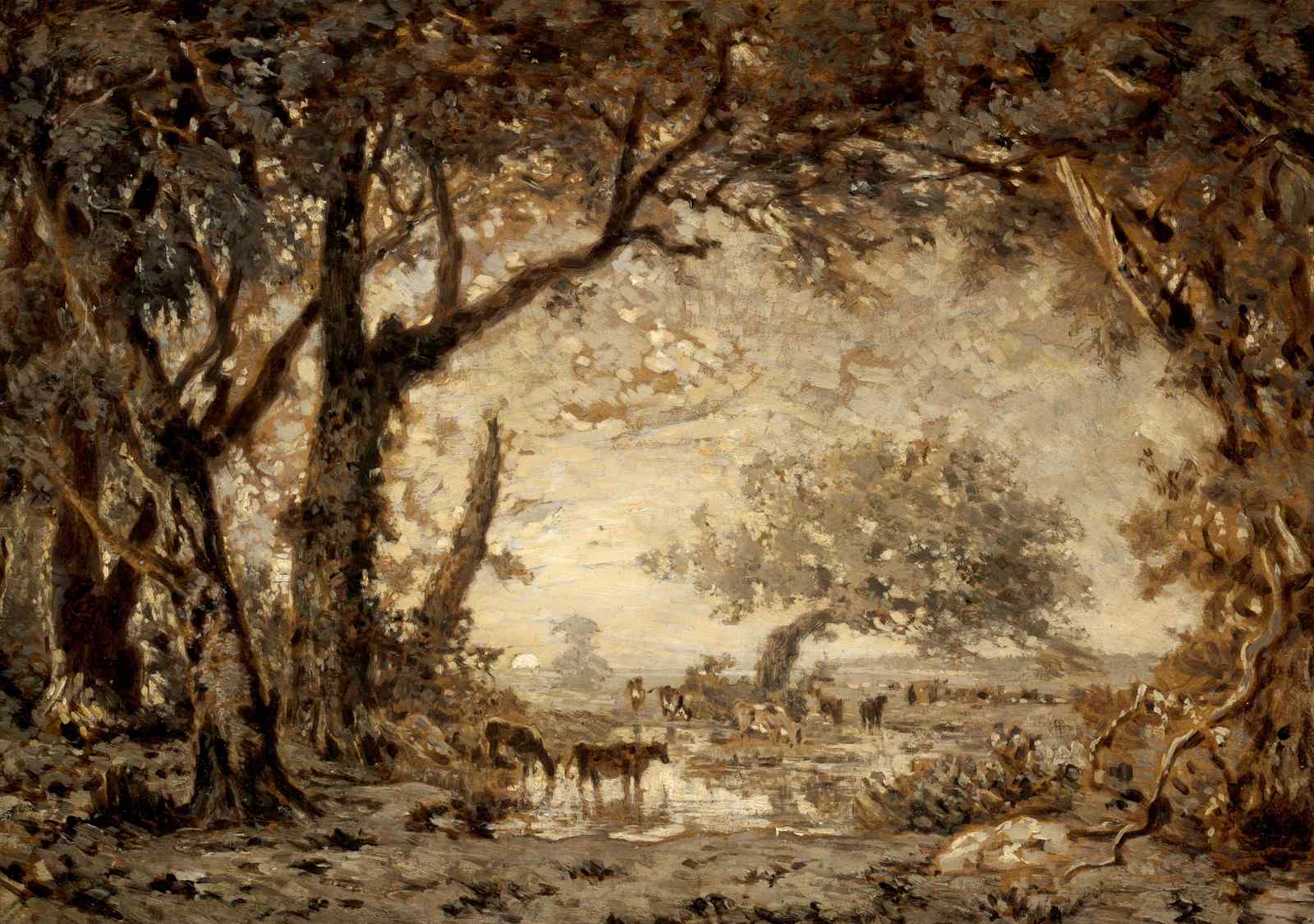 Serene Woodland Cattle Landscape Wall Art