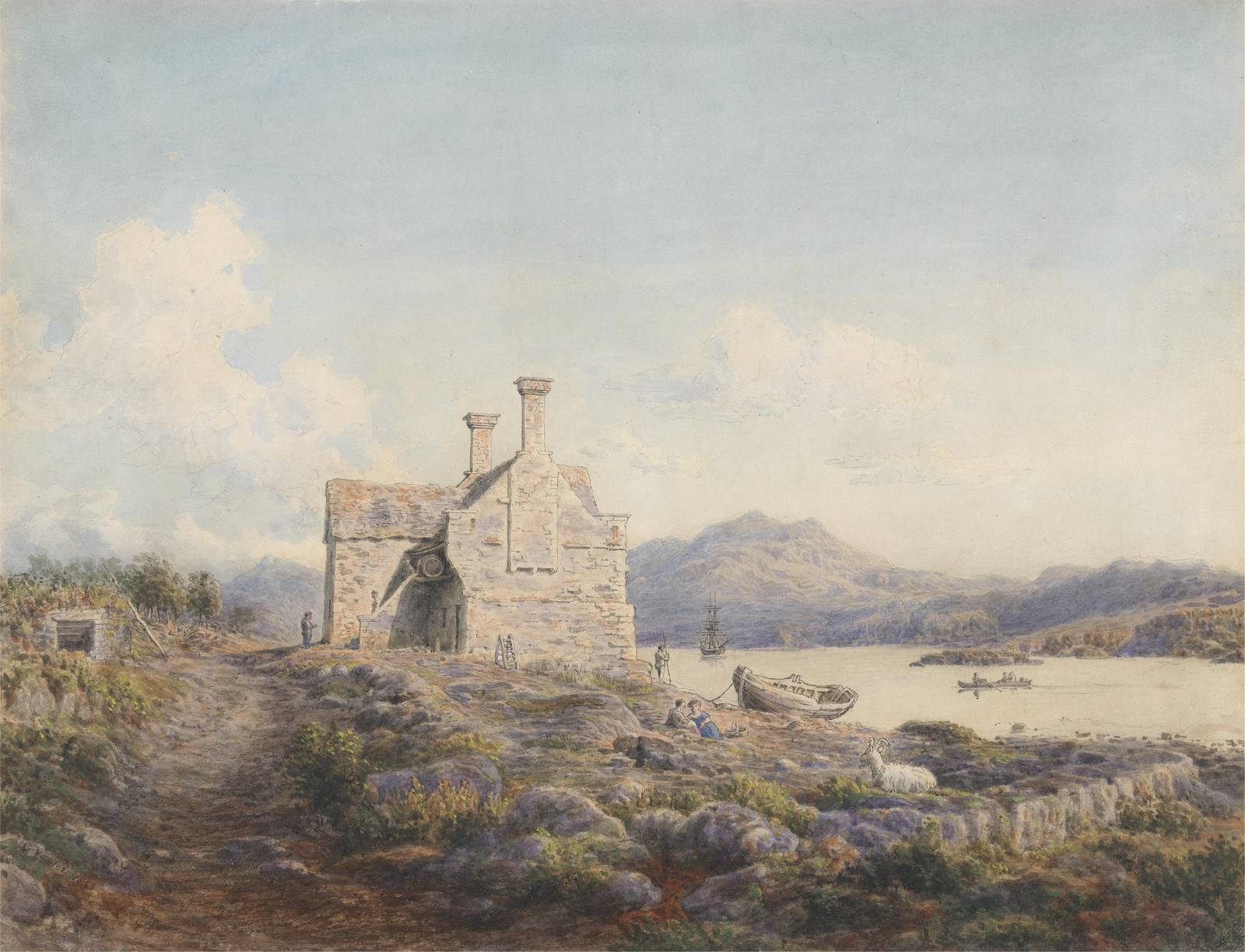 Coastal Ruin Landscape Vintage Wall Art