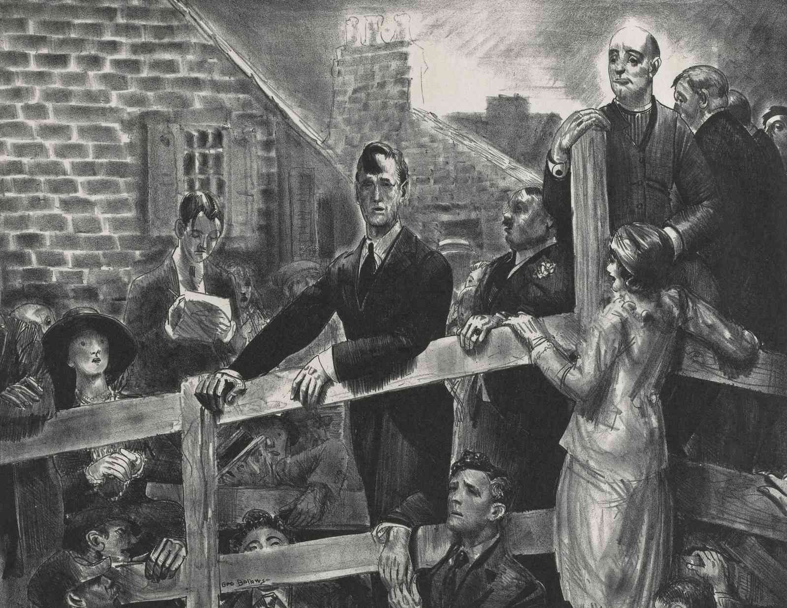 Vintage Crowd Gathering Charcoal Wall Art