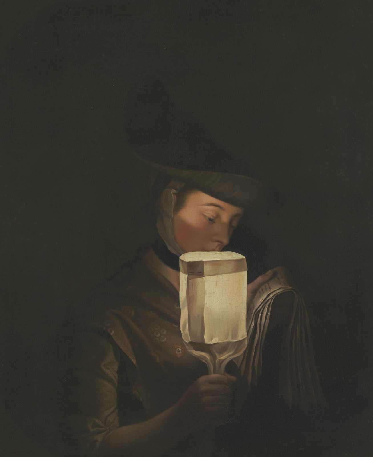 Vintage Woman Candlelight Reading Wall Art
