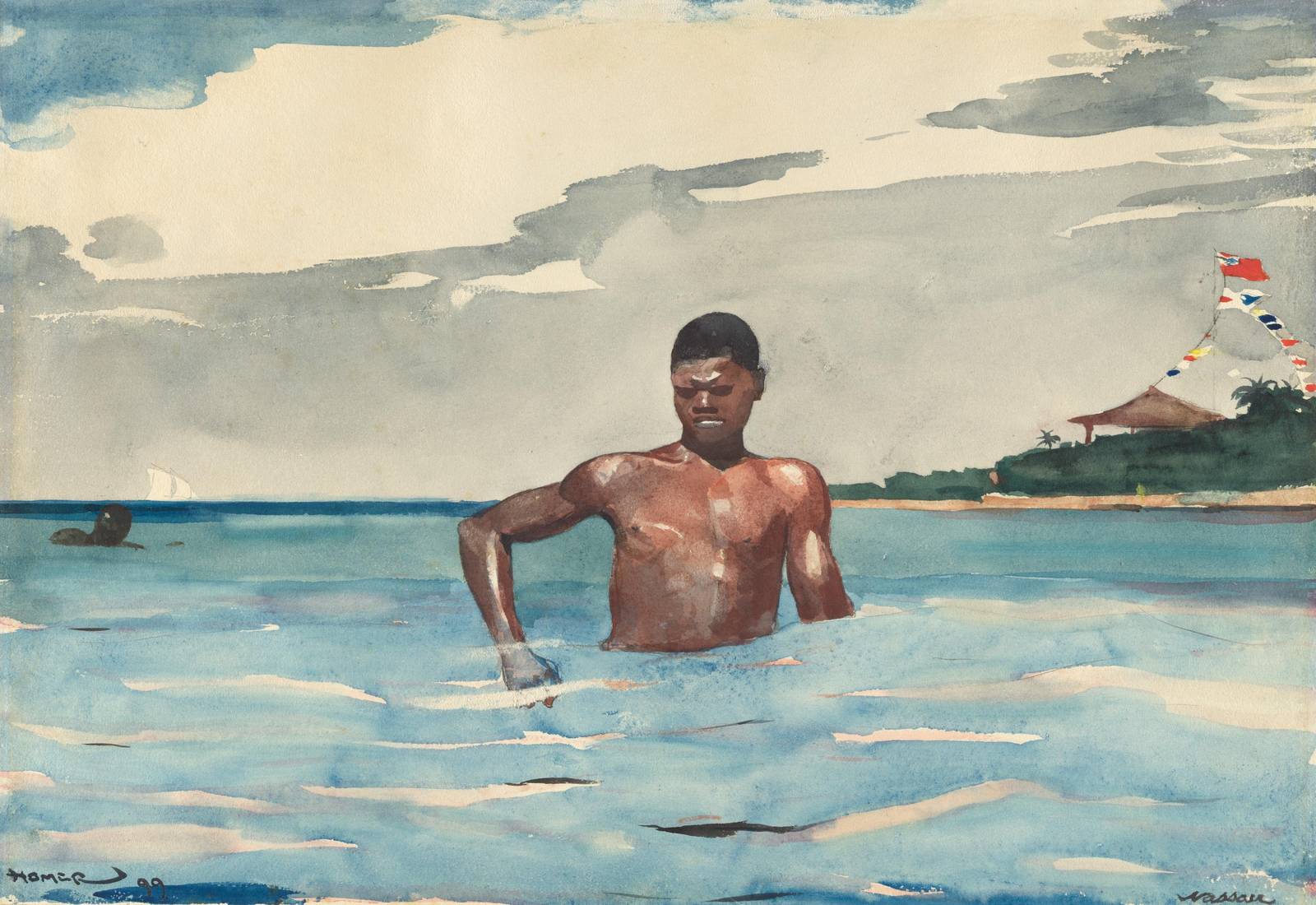 Nassau Swimmer Watercolor Wall Art