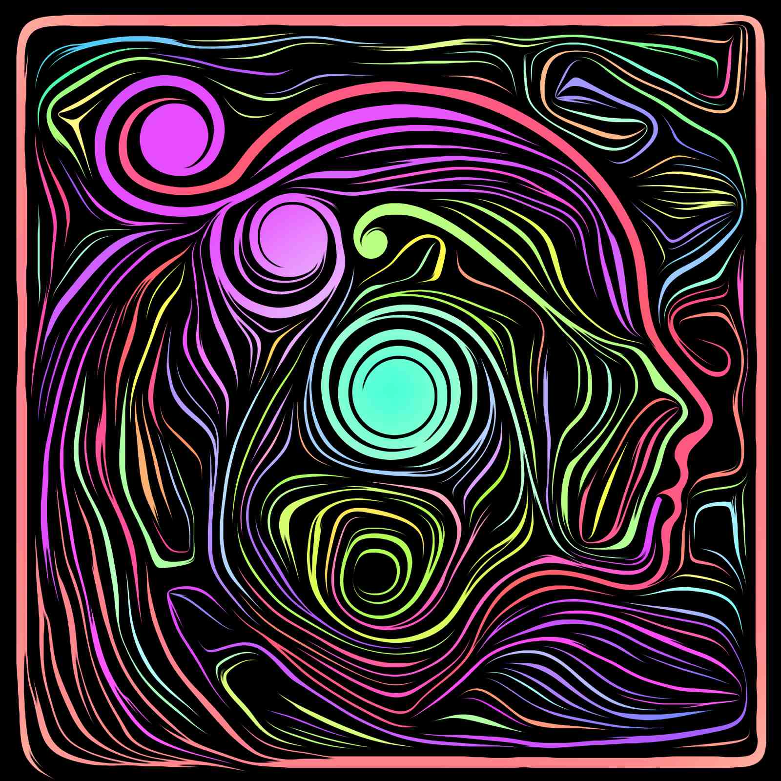 Psychedelic Abstract Face Wall Art