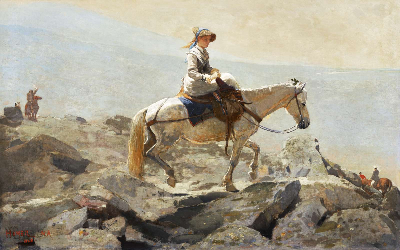 Woman on Horseback Rocky Landscape Wall Art