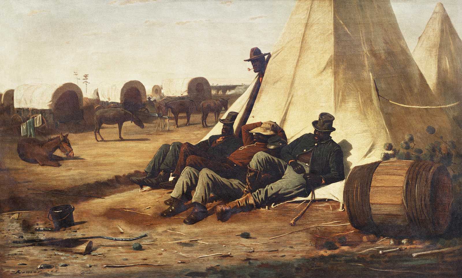 Western Camp Scene Cowboys Wall Art