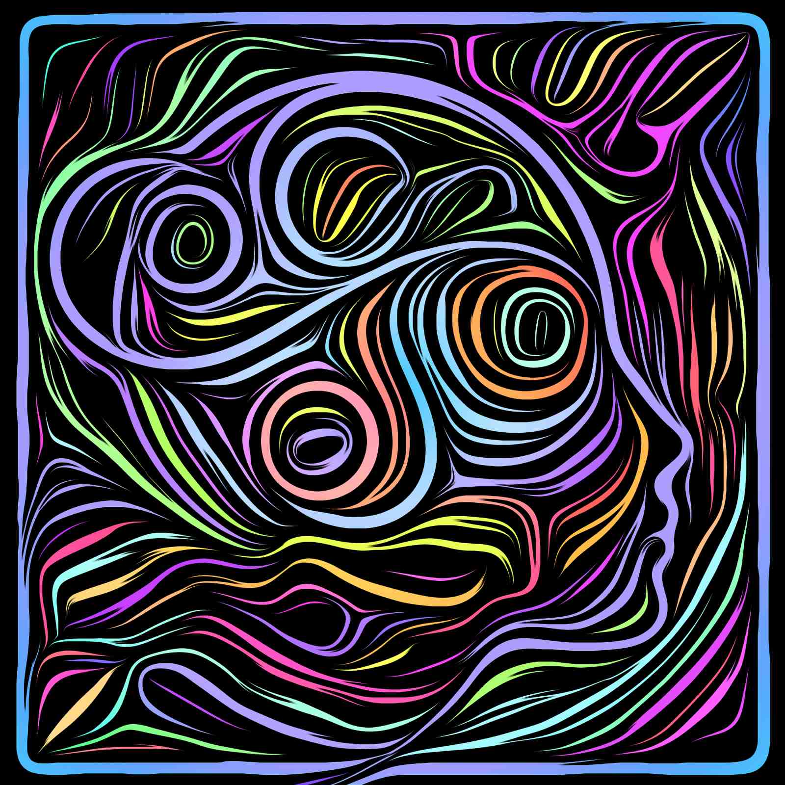 Abstract Swirls Neon Glow Wall Art