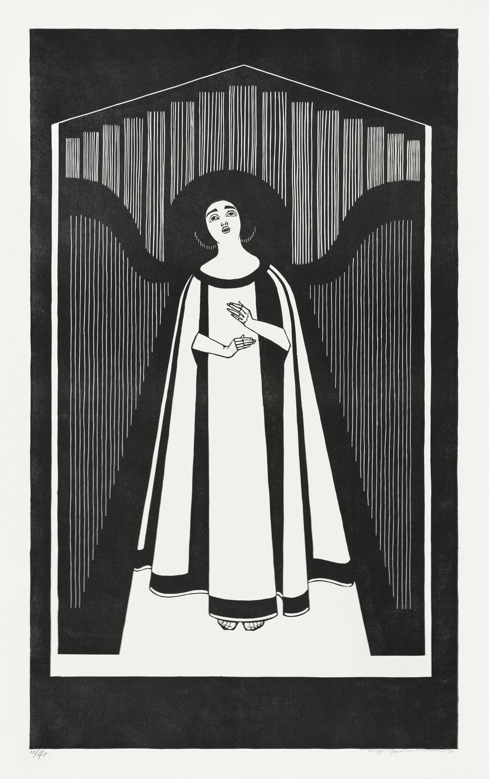 Enchanting Harpist Minimalist Black & White Wall Art