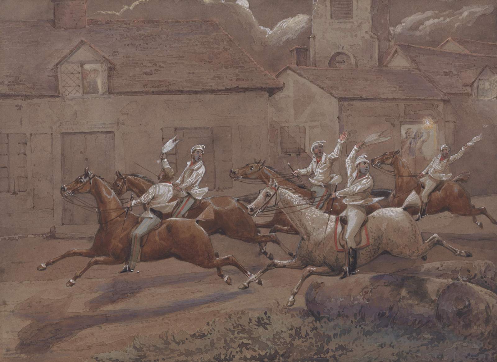 Victorian Horse Race Watercolor Wall Art