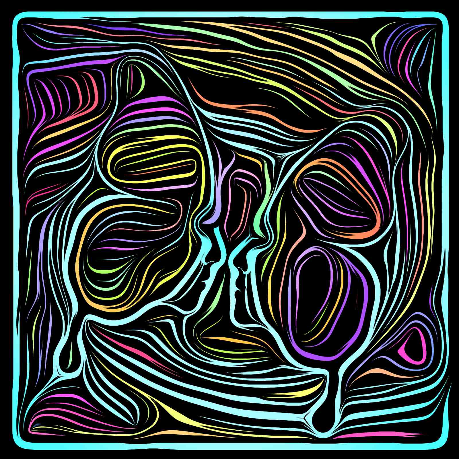 Vibrant Flow Abstract Faces Wall Art