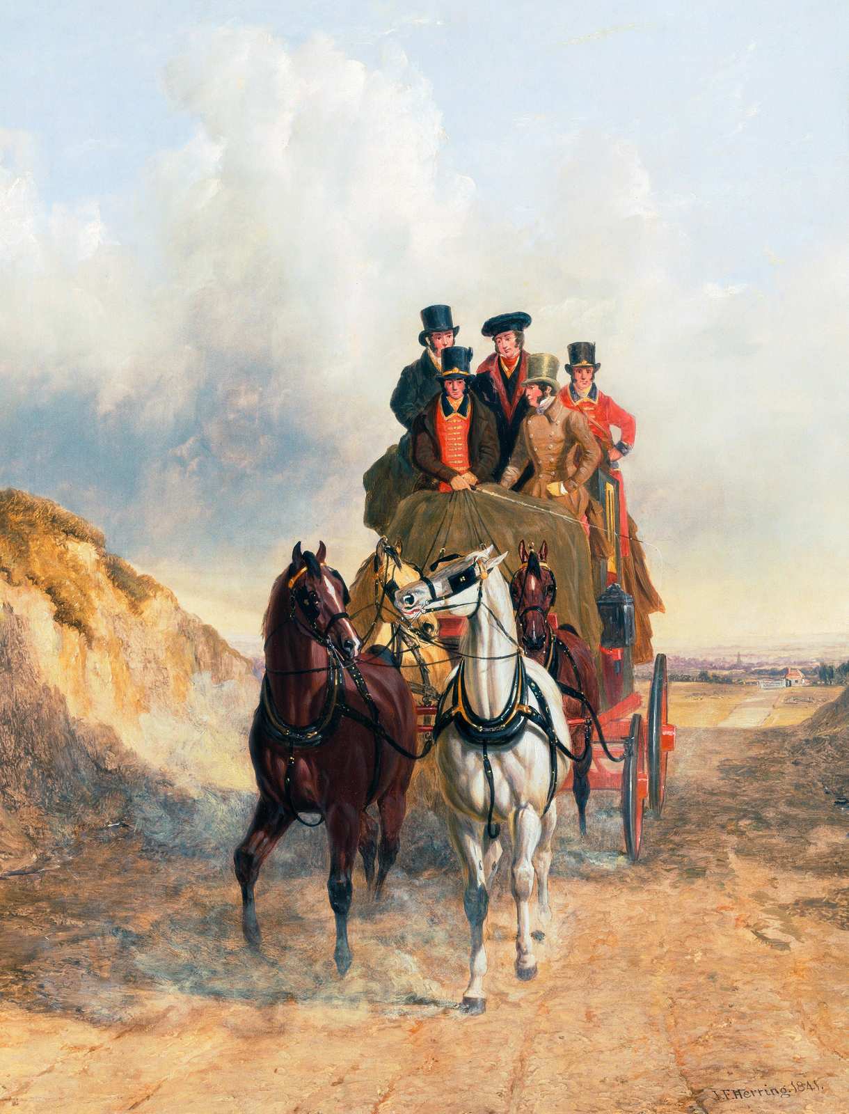 Vintage Horse-Drawn Coach & Figures Wall Art