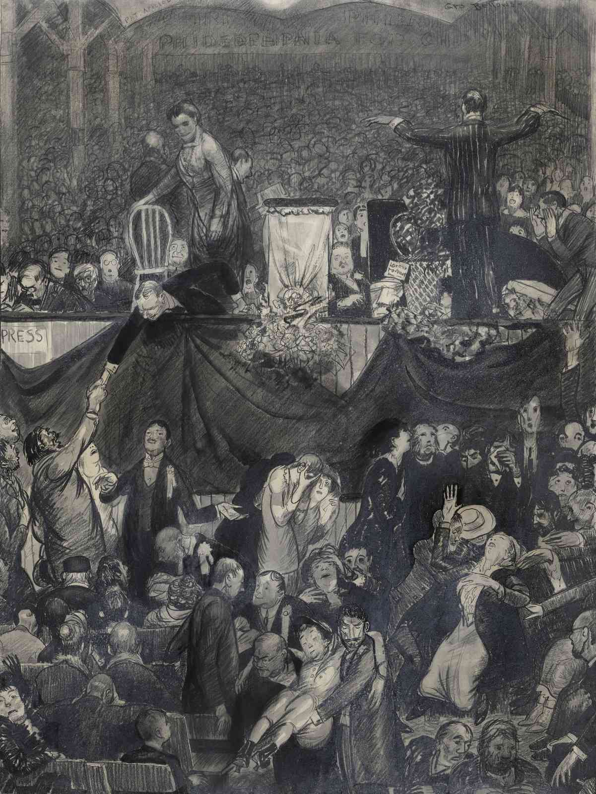 Historic Debate Scene Vintage Charcoal Art Wall Art