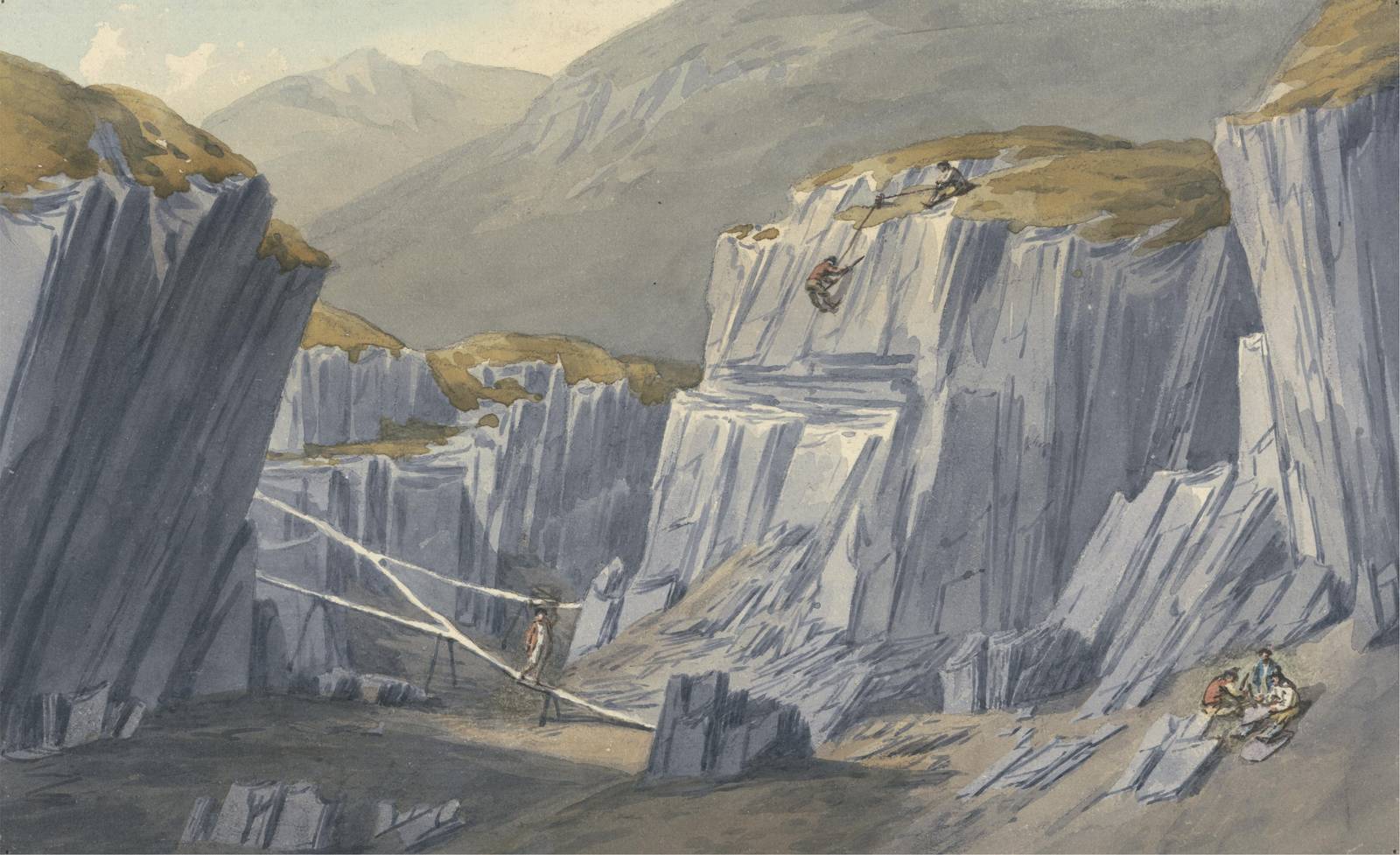 Dramatic Slate Quarry Workers Wall Art