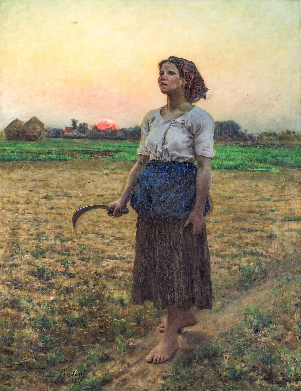 Peasant Woman Sunrise Reaper Wall Art