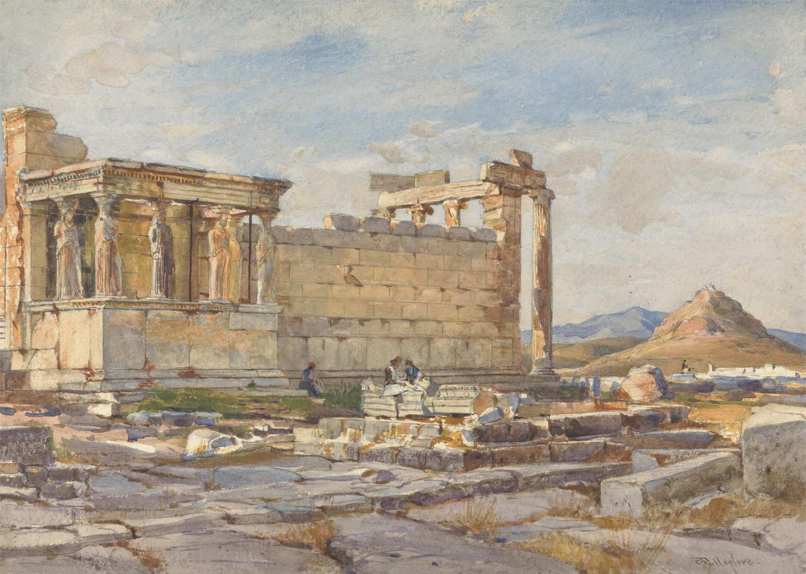 Ancient Greece Ruins Watercolor Wall Art