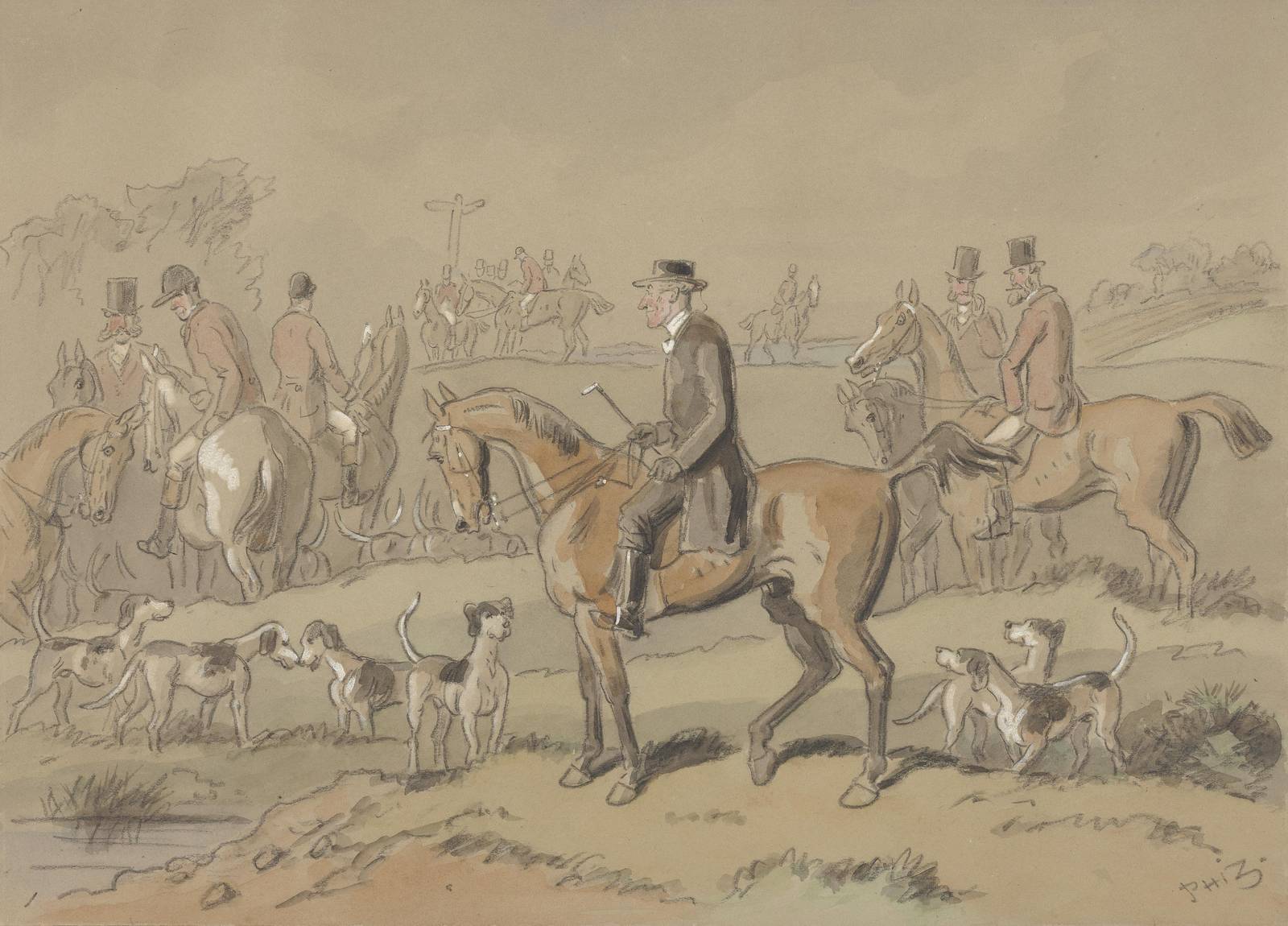 Vintage Fox Hunt Horse & Hounds Wall Art