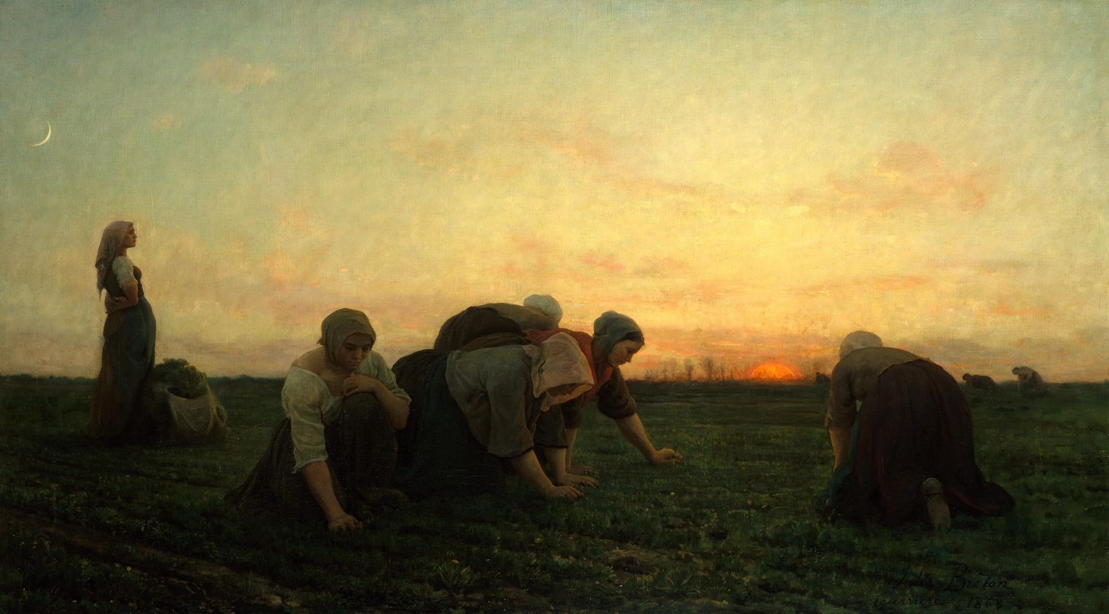 Rural Sunset Laborers Wall Art