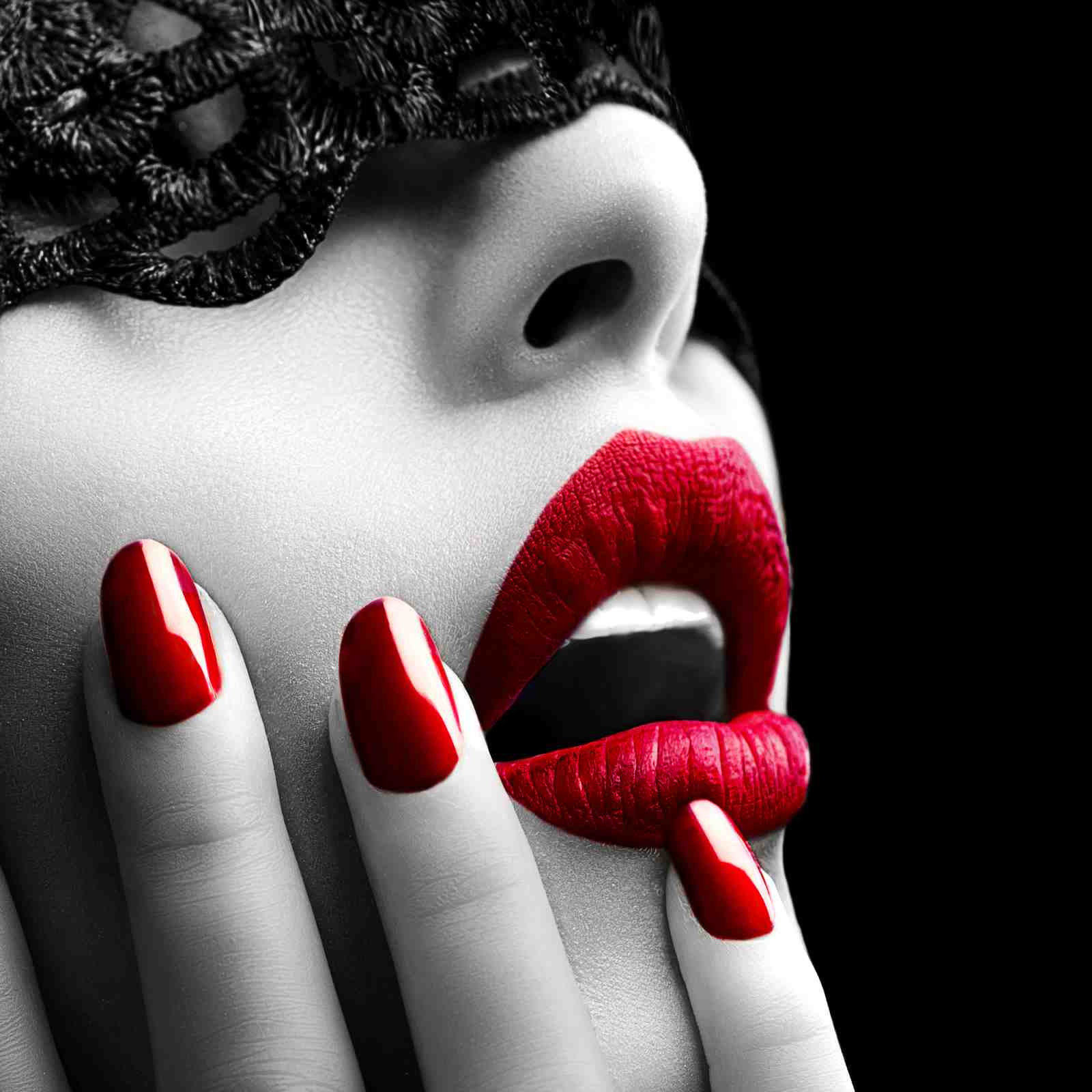 Bold Red Lips & Nails Glamour Wall Art