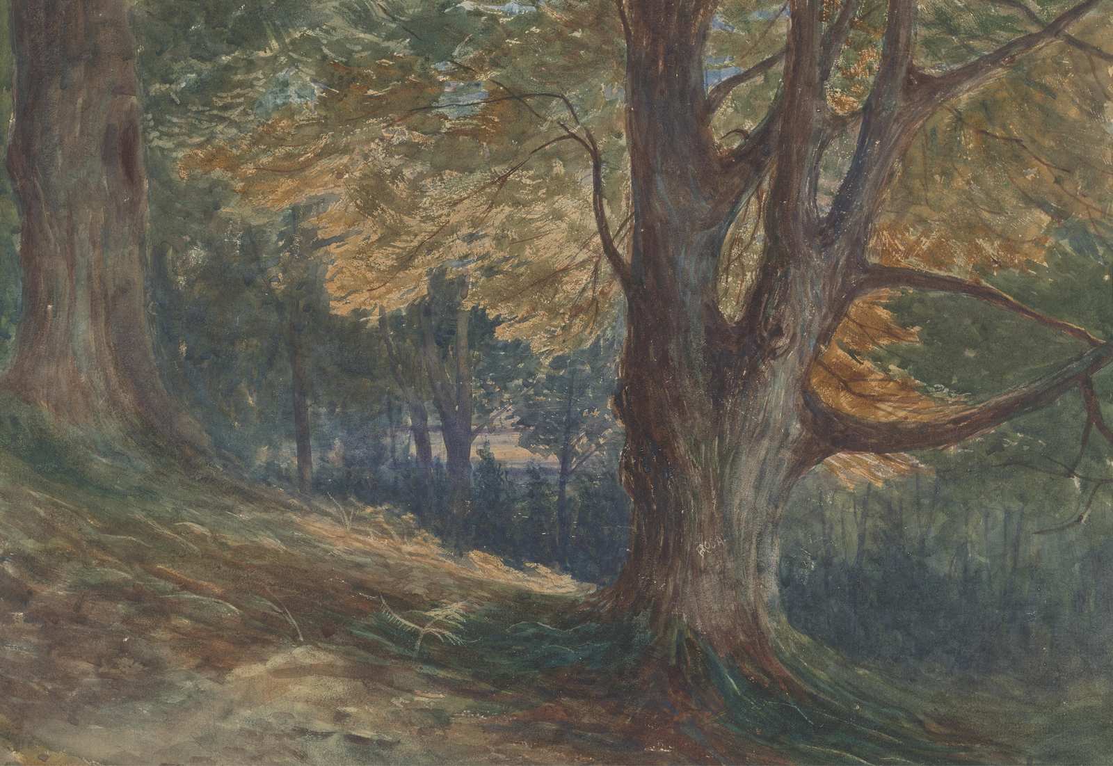 Serene Woodland Path Watercolor Wall Art