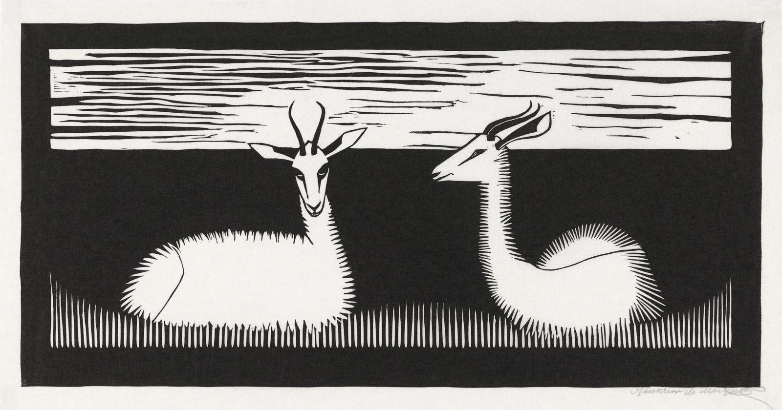 Elegant Antelope Duo Black & White Wall Art
